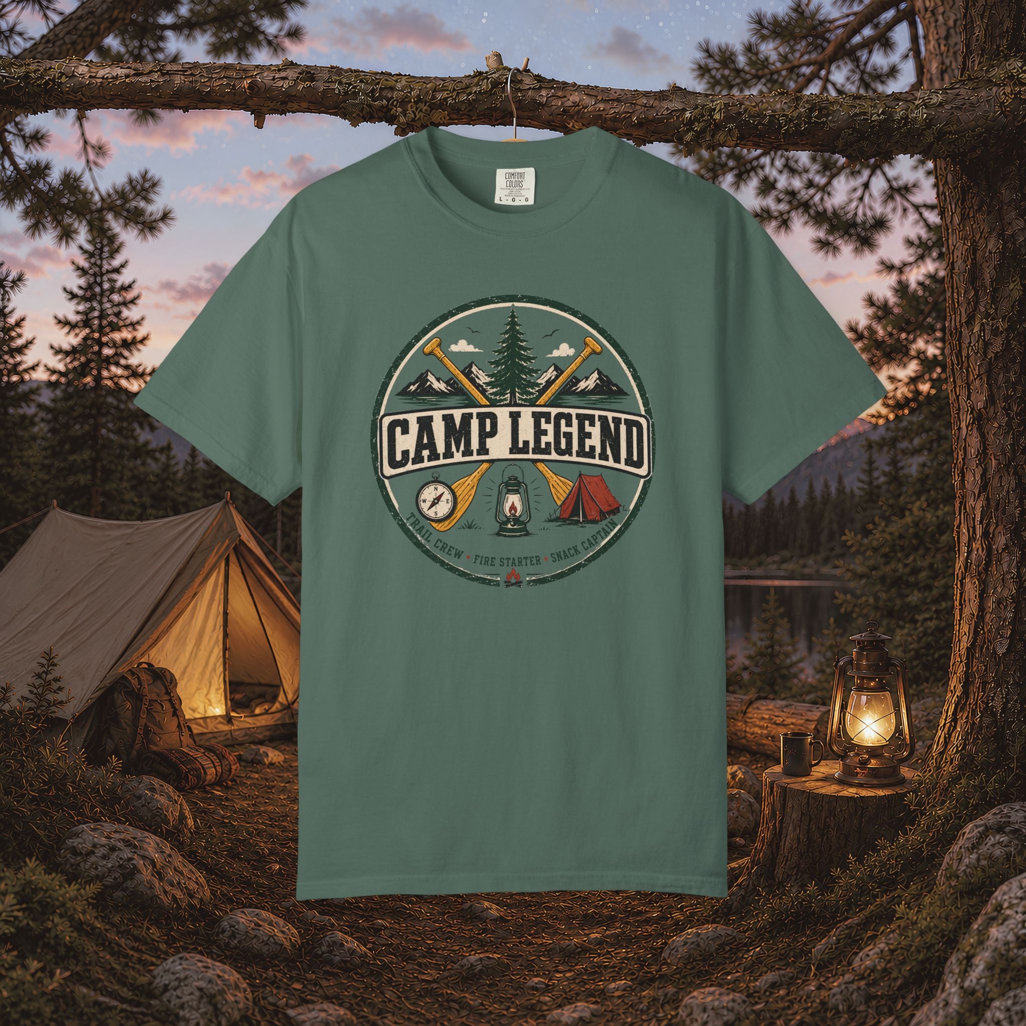 Camp Legend T-Shirt — Vintage Camping Badge Tee