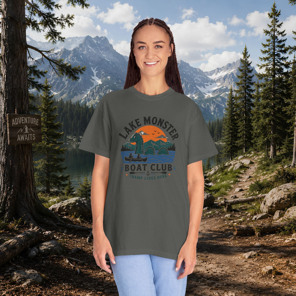 Champ Lake Monster Boat Club T-Shirt — Retro Nautical Crew Tee
