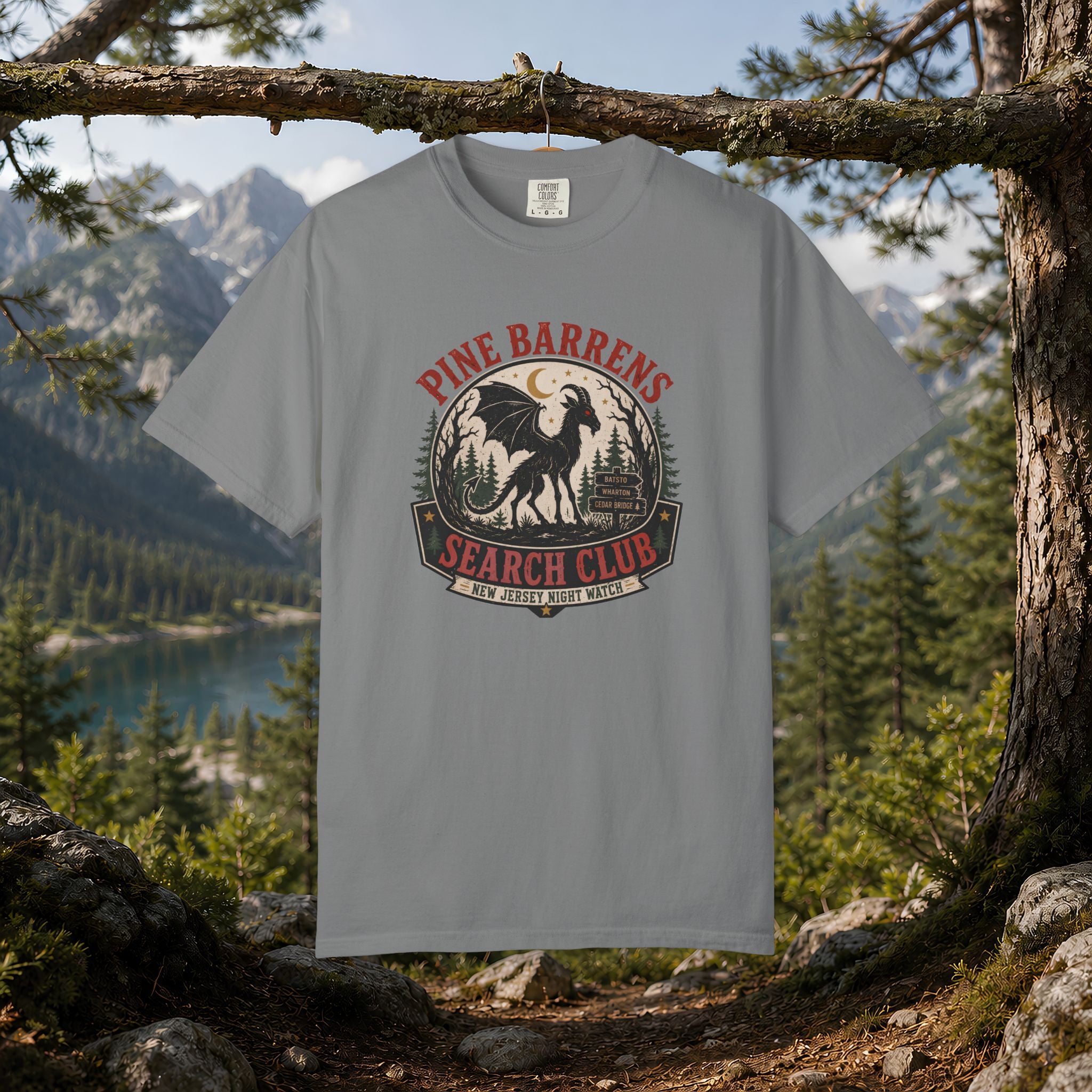 Jersey Devil Pine Barrens Search Club T-Shirt — Vintage Cryptid Graphic Tee