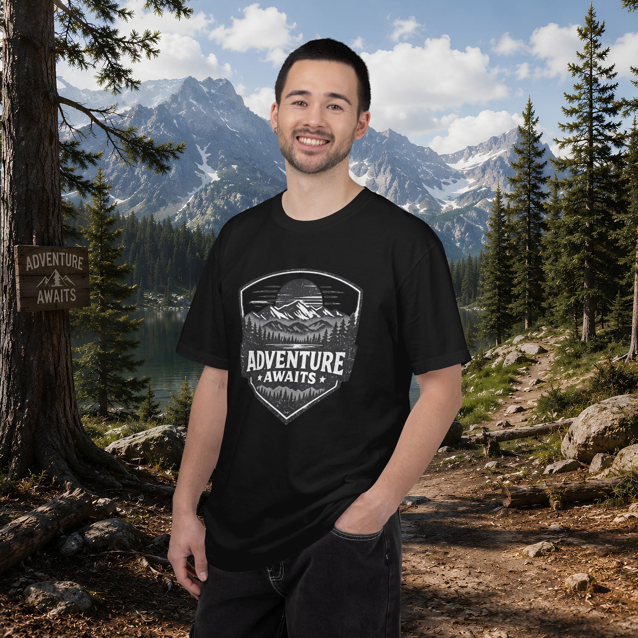 Adventure Awaits T-Shirt — Mountain Hiking Outdoors Tee