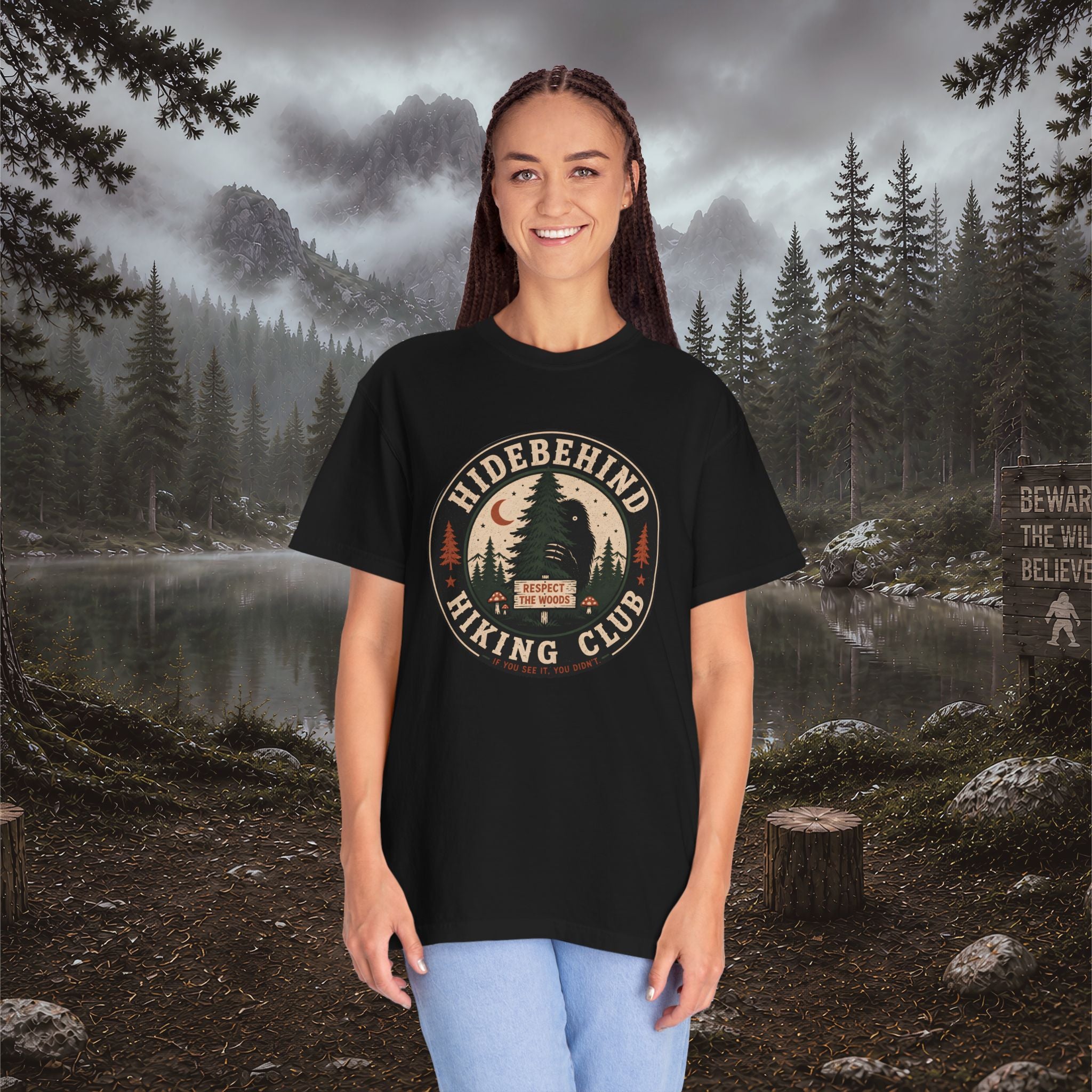 Hidebehind Hiking Club T-Shirt — Vintage Cryptid Outdoors Tee