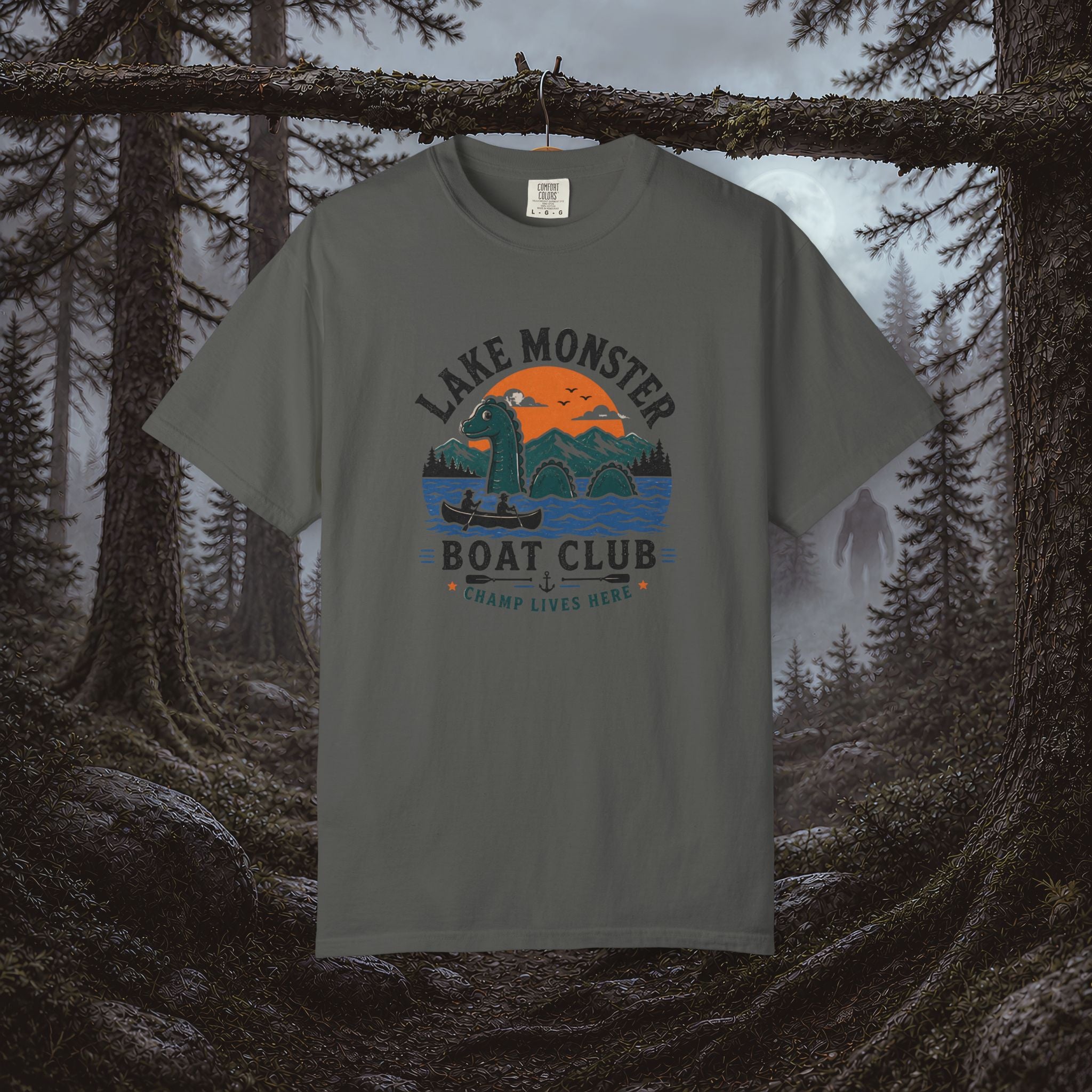 Champ Lake Monster Boat Club T-Shirt — Retro Nautical Crew Tee