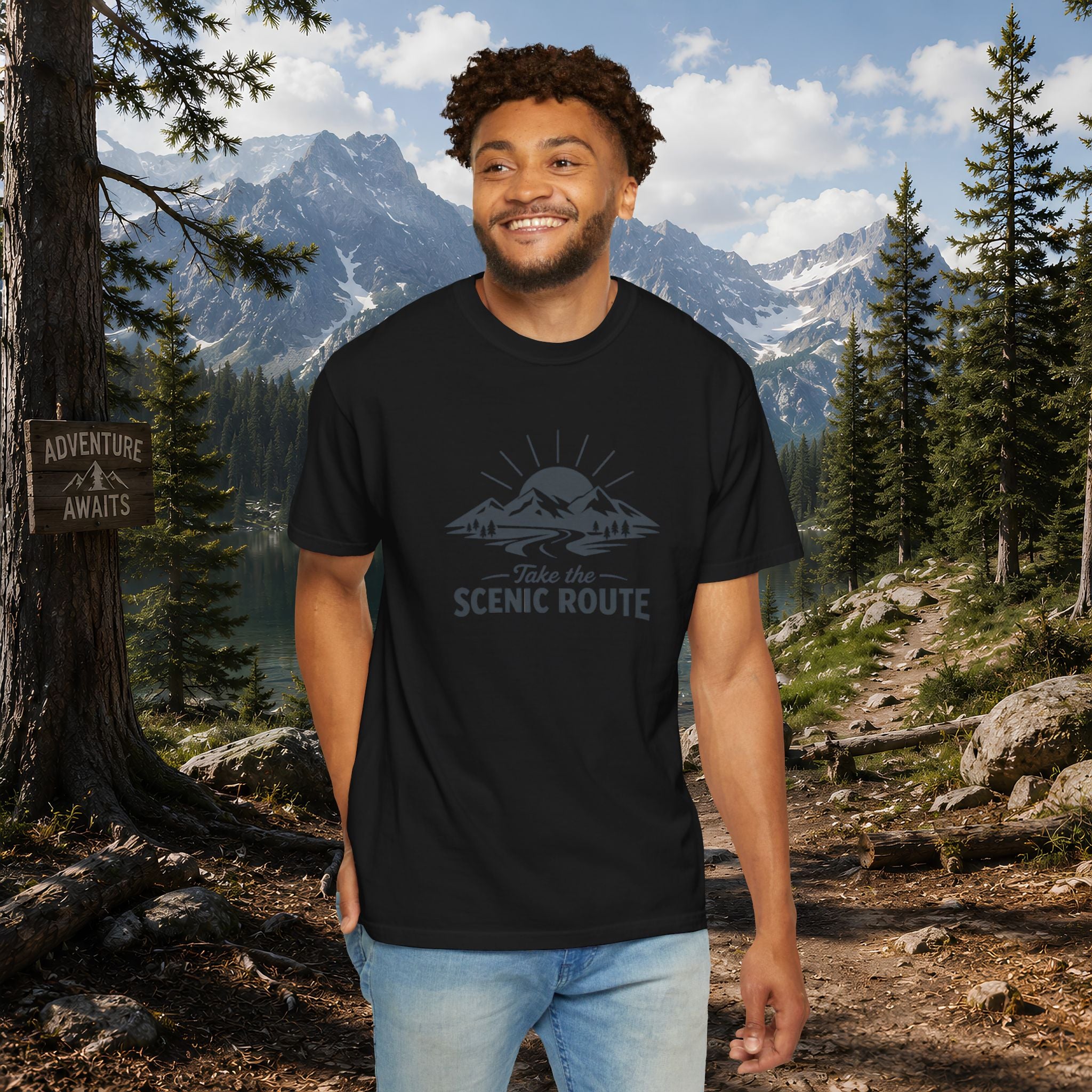 Scenic Route T‑Shirt — Take the Scenic Route Mountain Adventure Tee
