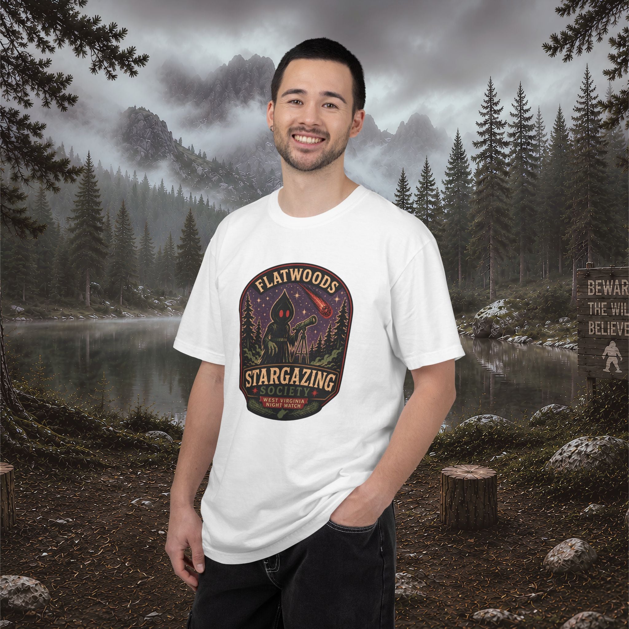 Flatwoods Stargazing Society T‑Shirt — Night Sky Adventure Tee