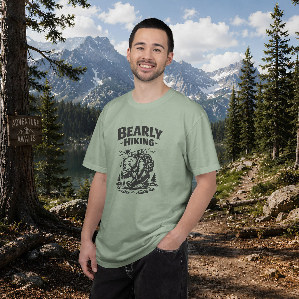 Bearly Hiking T-Shirt — Funny Bear Backpacking Graphic Tee for Hikers & Outdoor Lovers