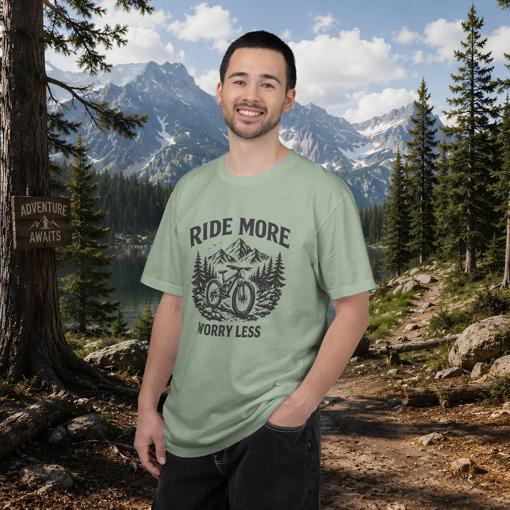 Ride More Worry Less T-Shirt — Mountain Bike Adventure Tee