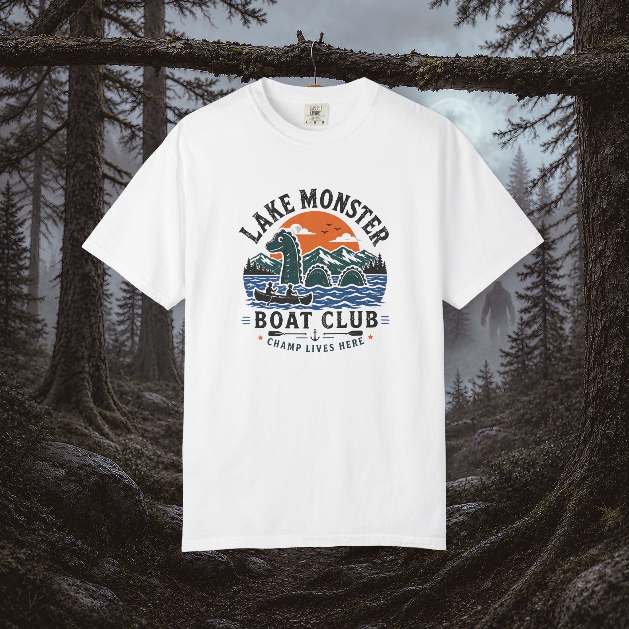 Champ Lake Monster Boat Club T-Shirt — Retro Nautical Crew Tee