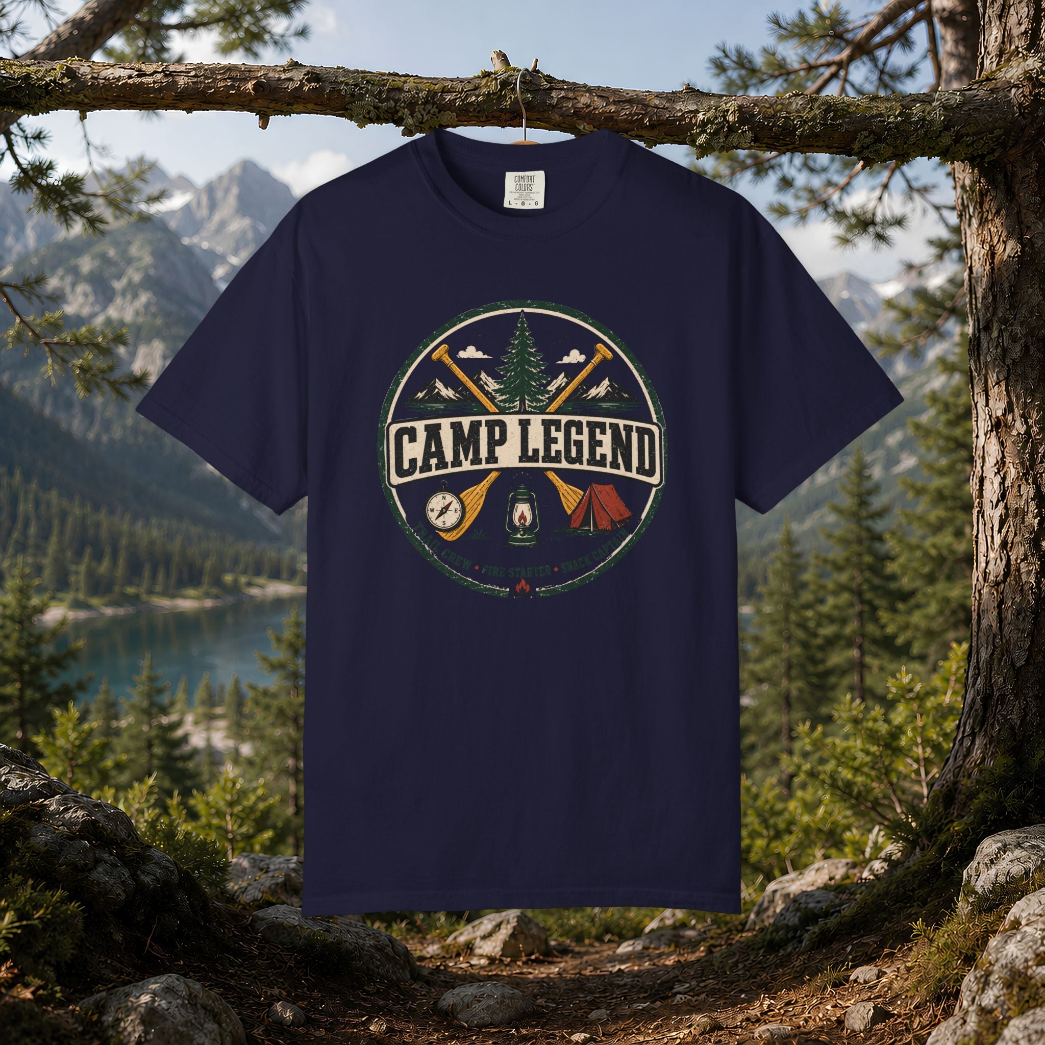 Camp Legend T-Shirt — Vintage Camping Badge Tee