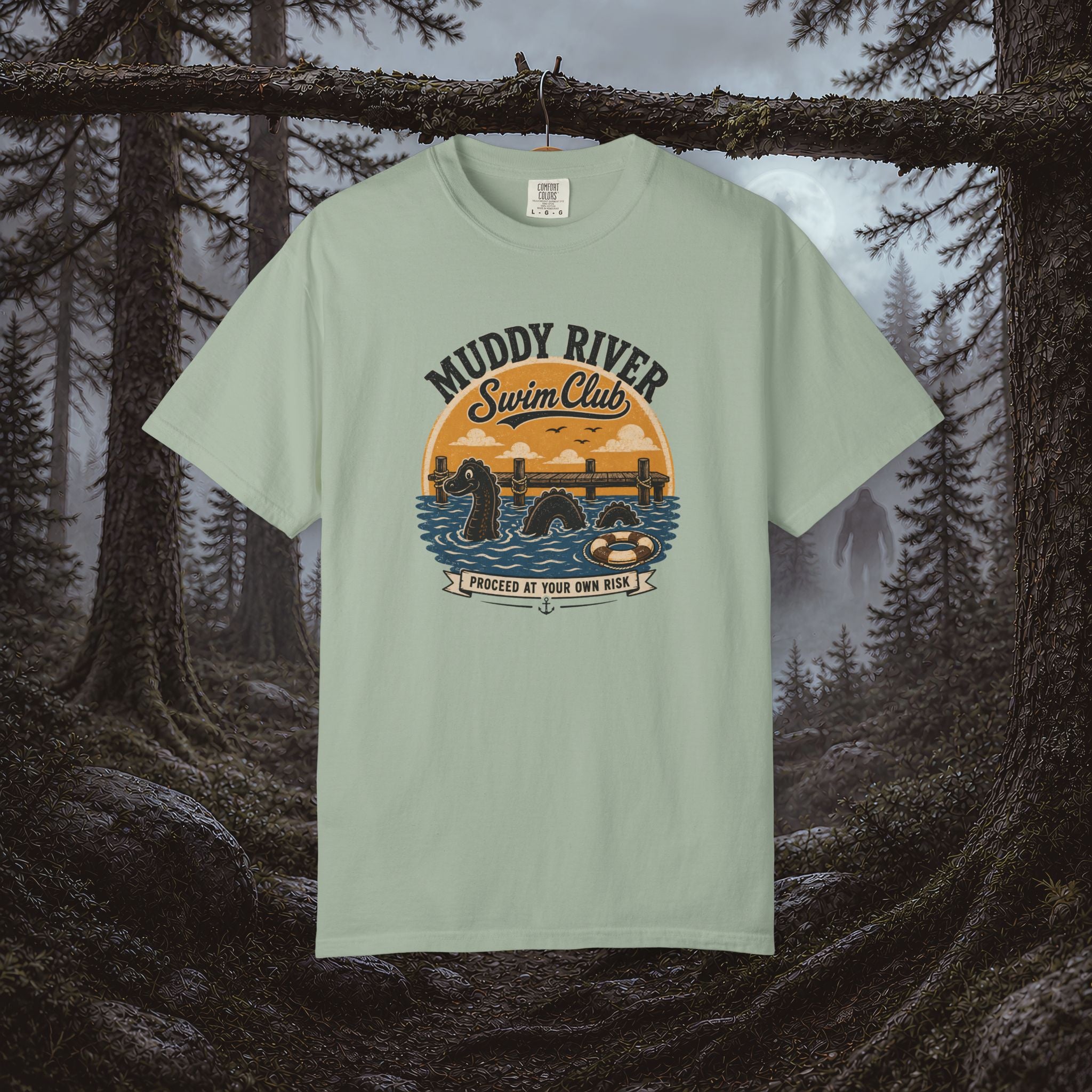 Monongy Swim Club Vintage T-Shirt — Retro Cryptid River Graphic