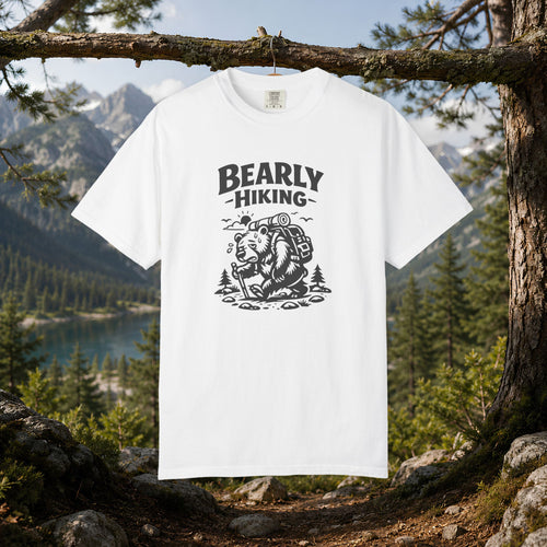 Bearly Hiking T-Shirt — Funny Bear Backpacking Graphic Tee for Hikers & Outdoor Lovers