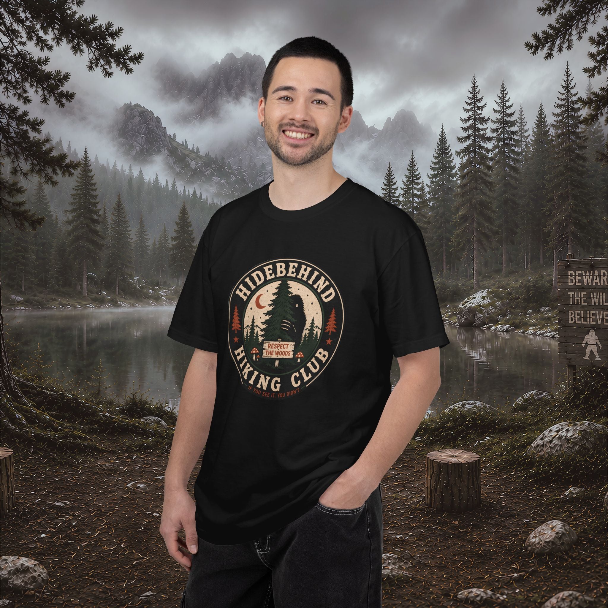 Hidebehind Hiking Club T-Shirt — Vintage Cryptid Outdoors Tee