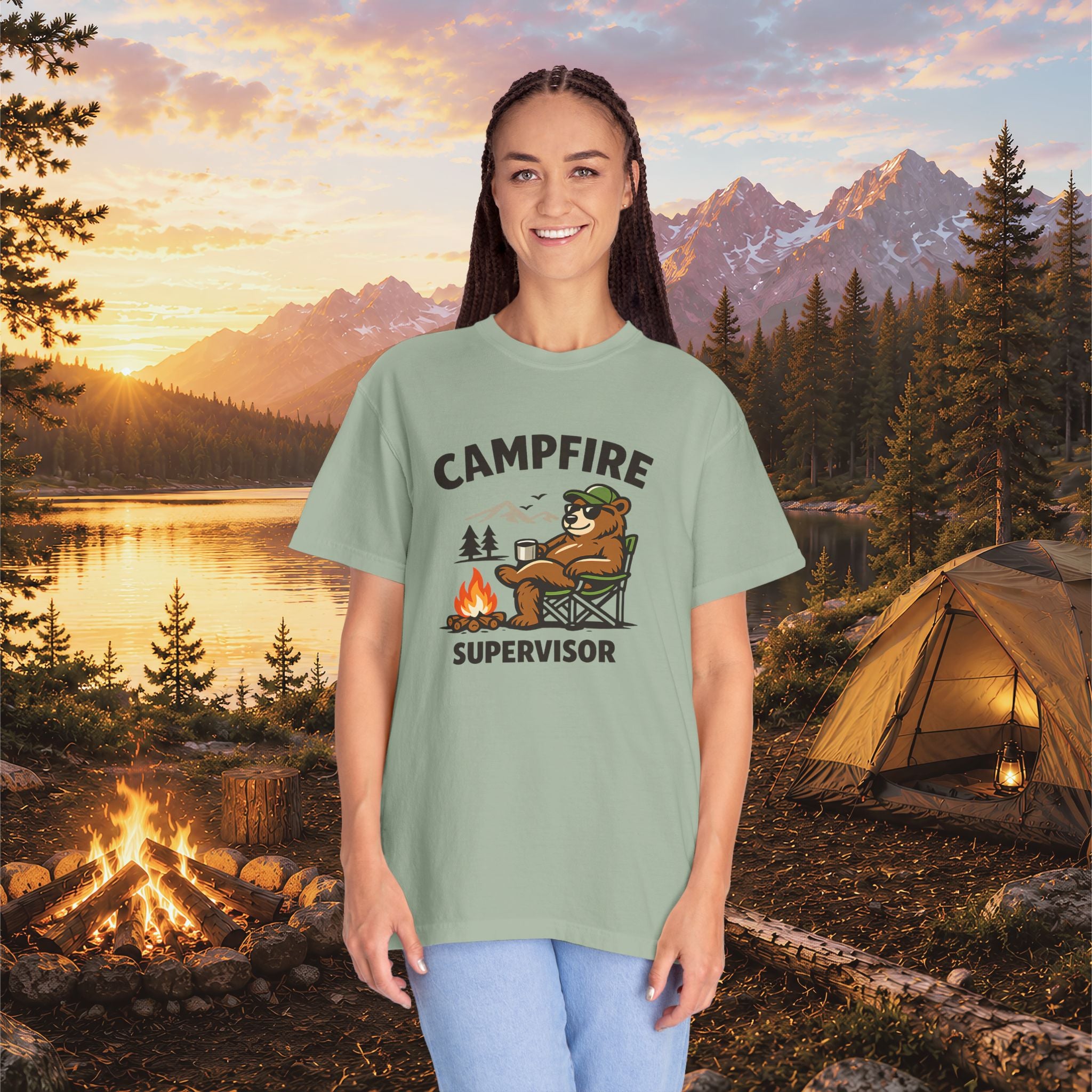 Campfire Supervisor T-Shirt — Funny Bear Camping Tee
