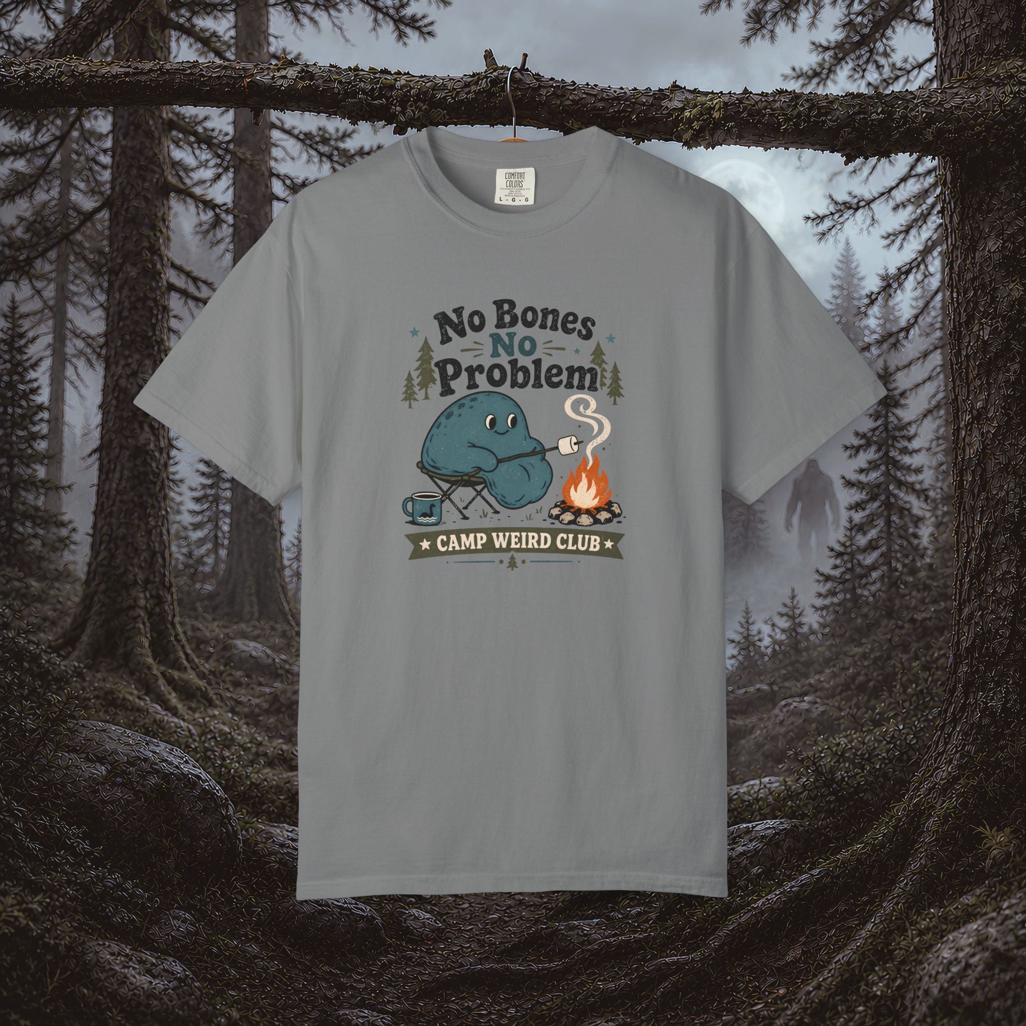 No Bones No Problem — Kinderhook Blob Campfire T-Shirt