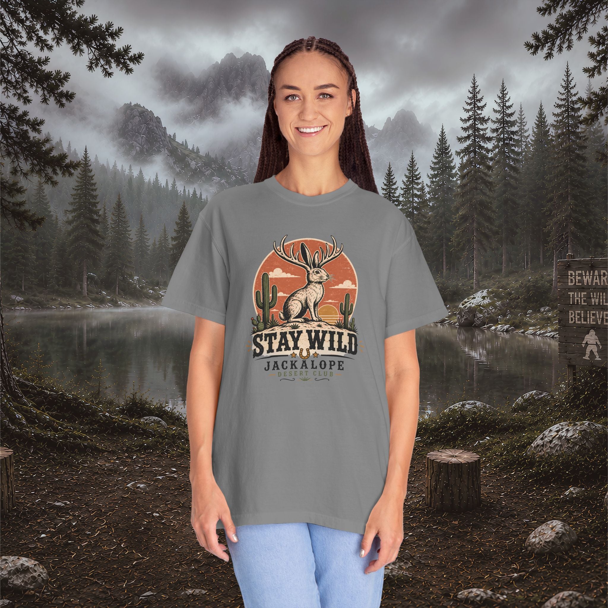 Stay Wild Jackalope T-Shirt — Vintage Desert Adventure Tee