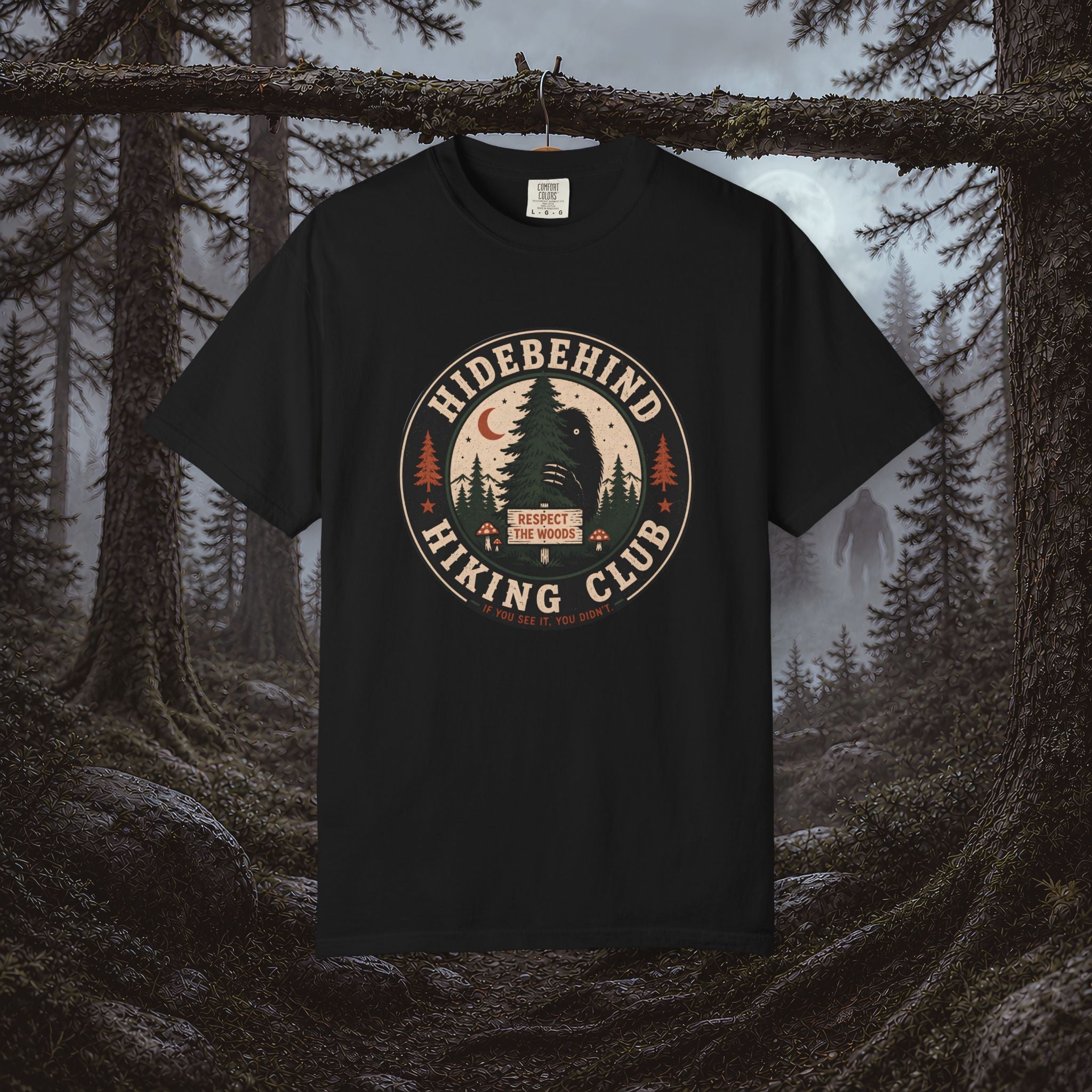 Hidebehind Hiking Club T-Shirt — Vintage Cryptid Outdoors Tee