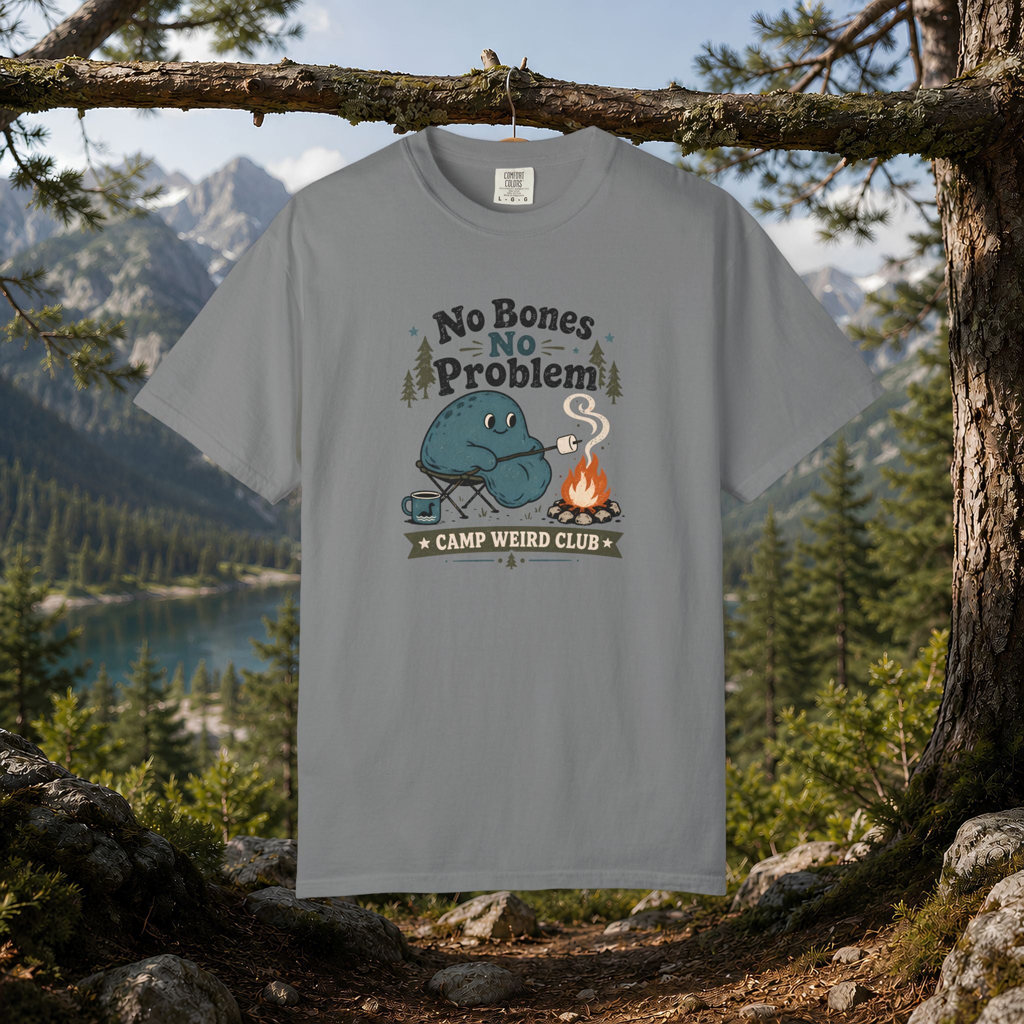 No Bones No Problem — Kinderhook Blob Campfire T-Shirt