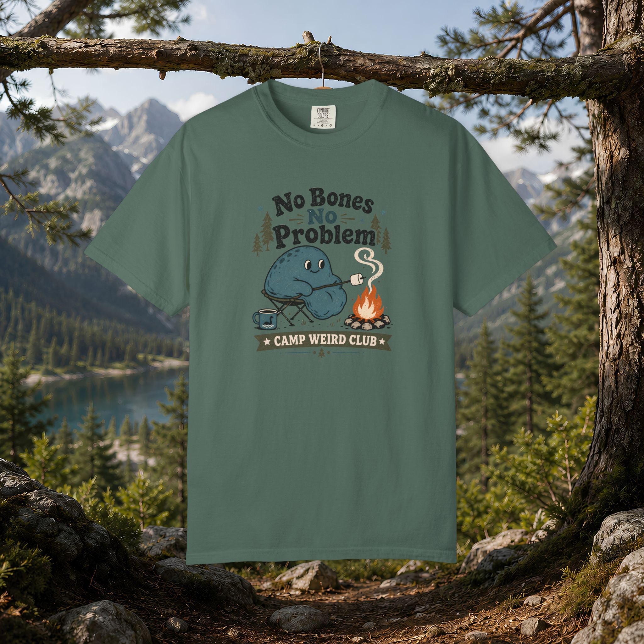 No Bones No Problem — Kinderhook Blob Campfire T-Shirt