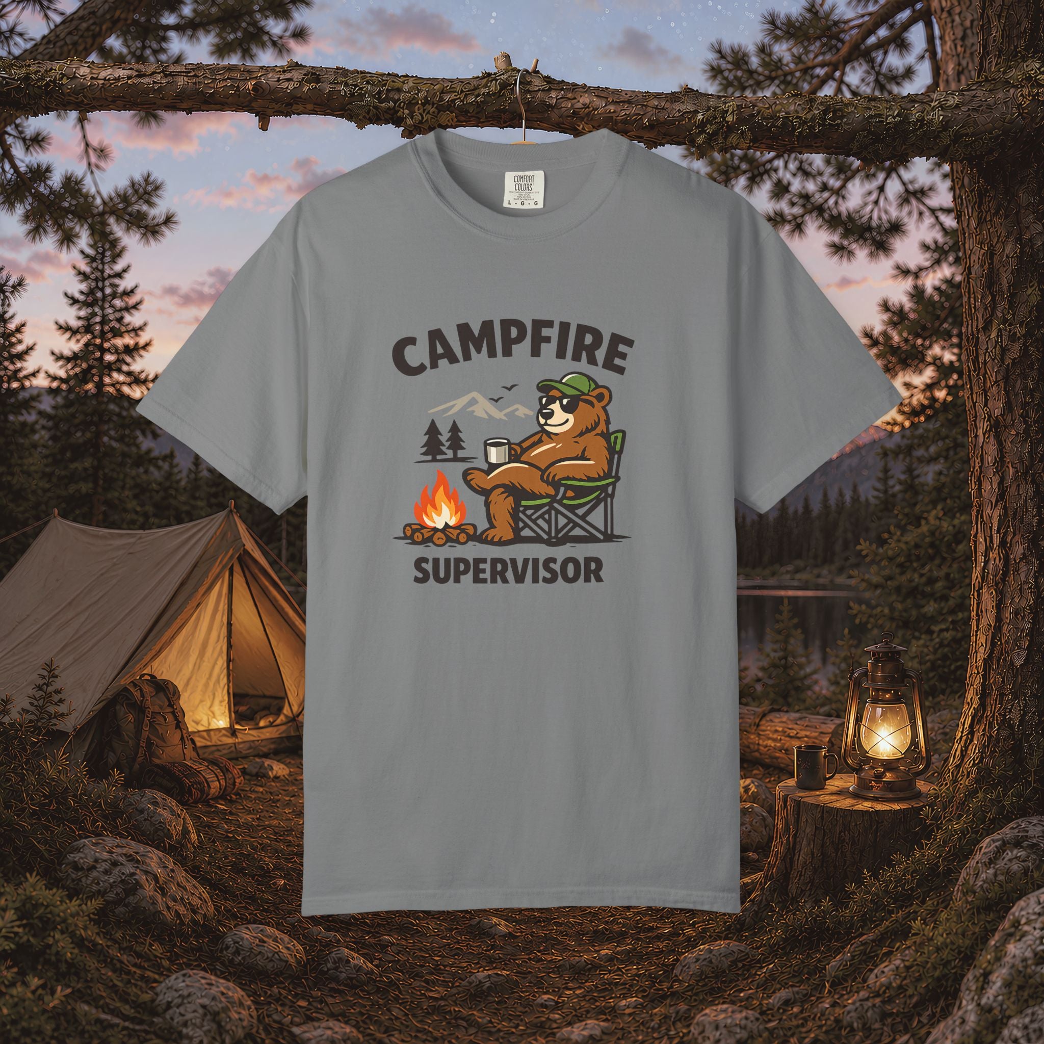 Campfire Supervisor T-Shirt — Funny Bear Camping Tee