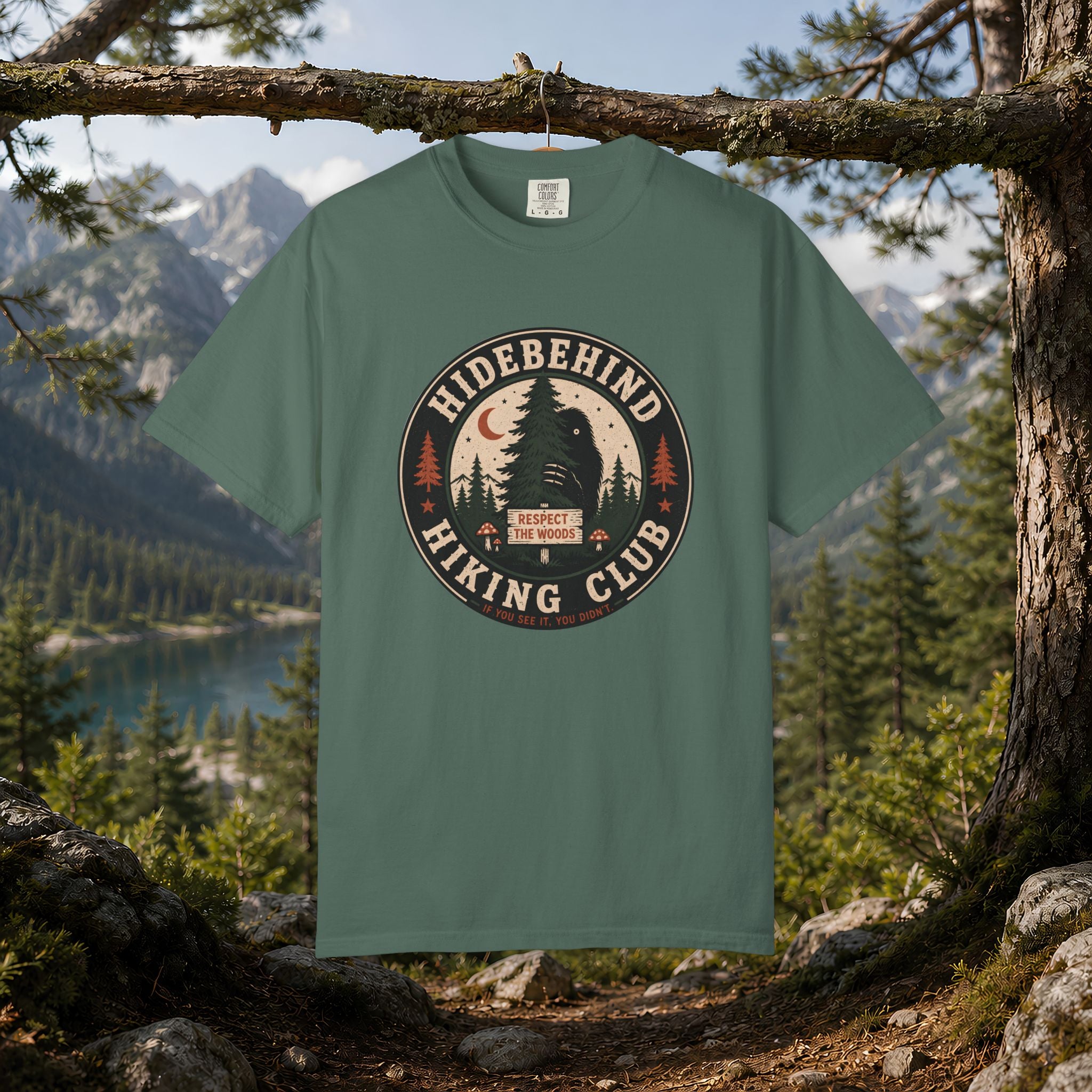 Hidebehind Hiking Club T-Shirt — Vintage Cryptid Outdoors Tee