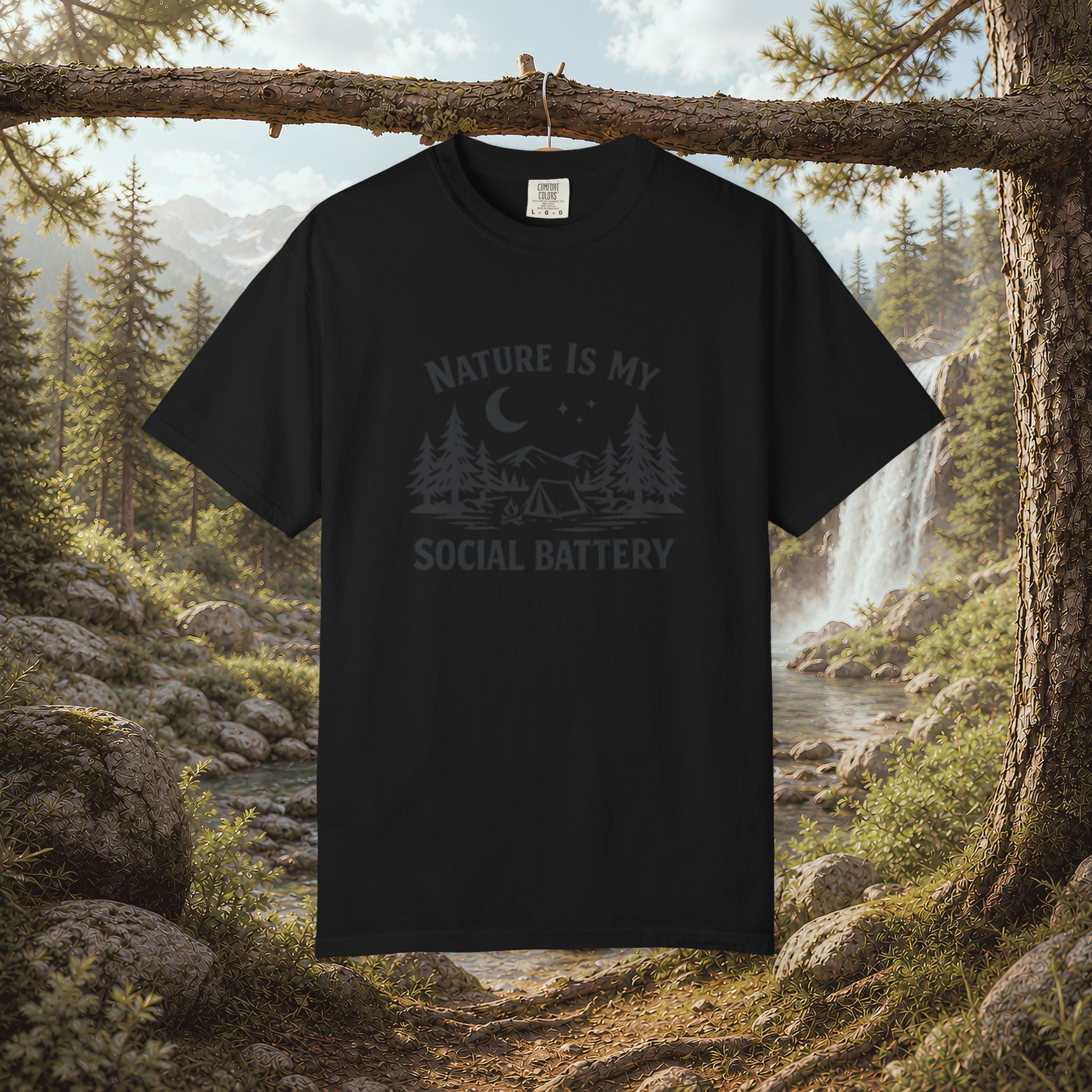 Nature Is My Social Battery T-Shirt — Outdoor Enthusiast Graphic Tee