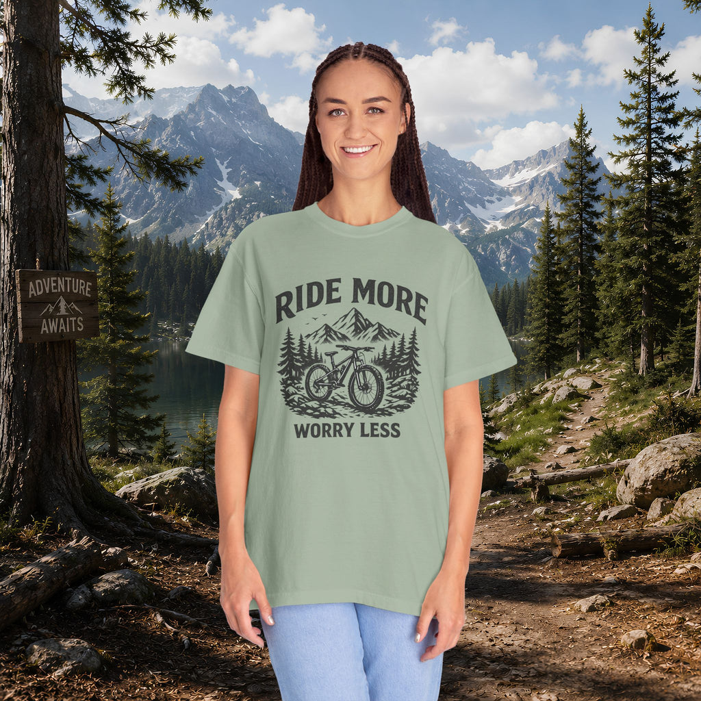 Ride More Worry Less T-Shirt — Mountain Bike Adventure Tee