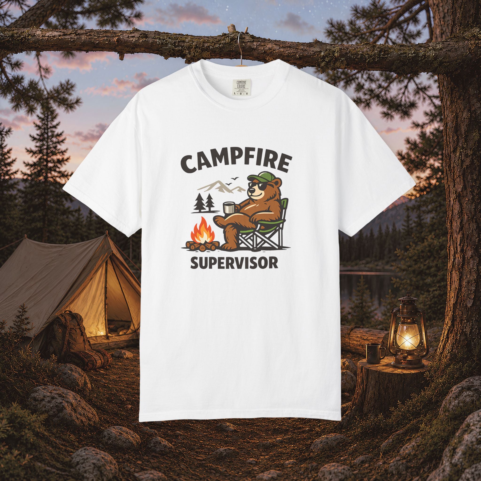 Campfire Supervisor T-Shirt — Funny Bear Camping Tee