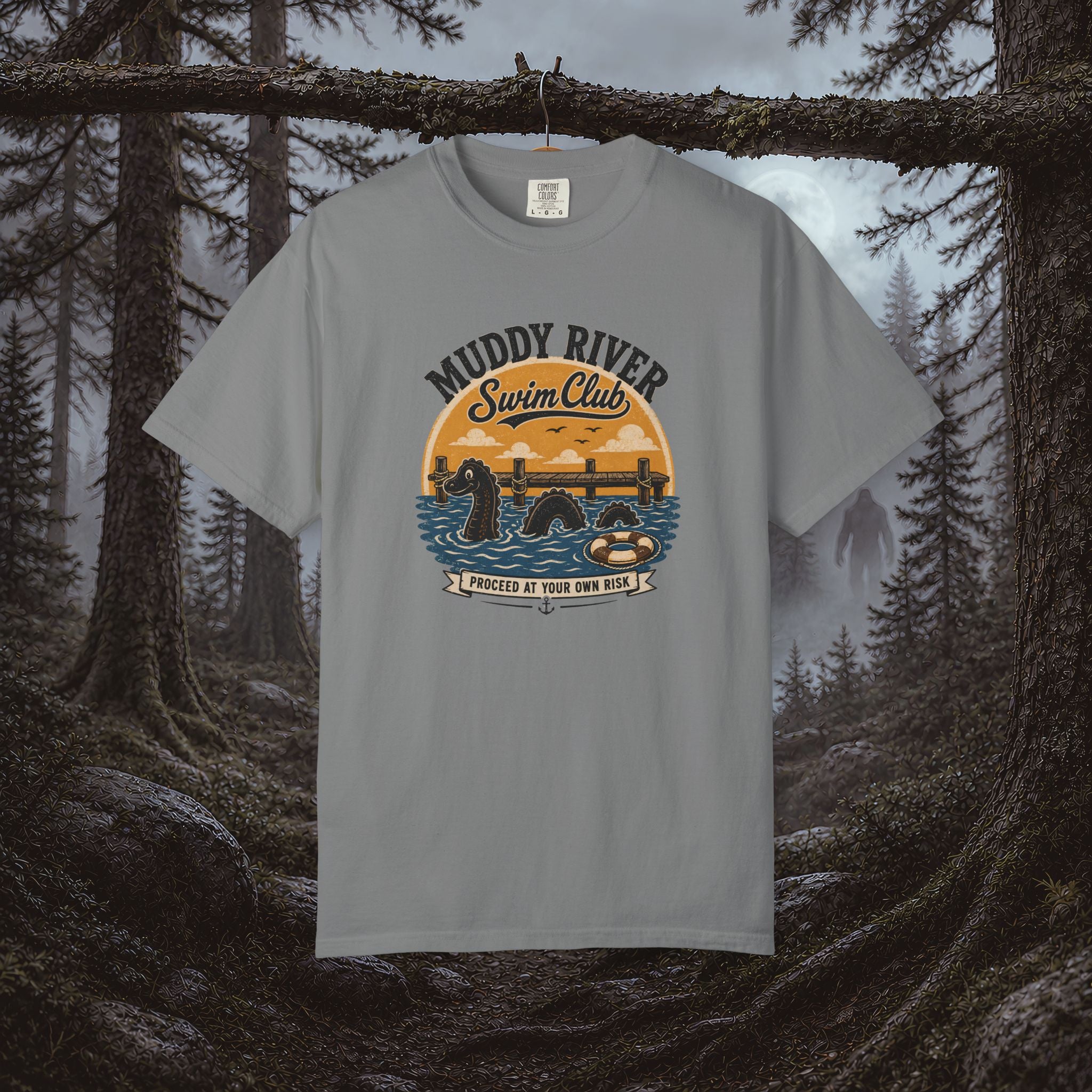 Monongy Swim Club Vintage T-Shirt — Retro Cryptid River Graphic