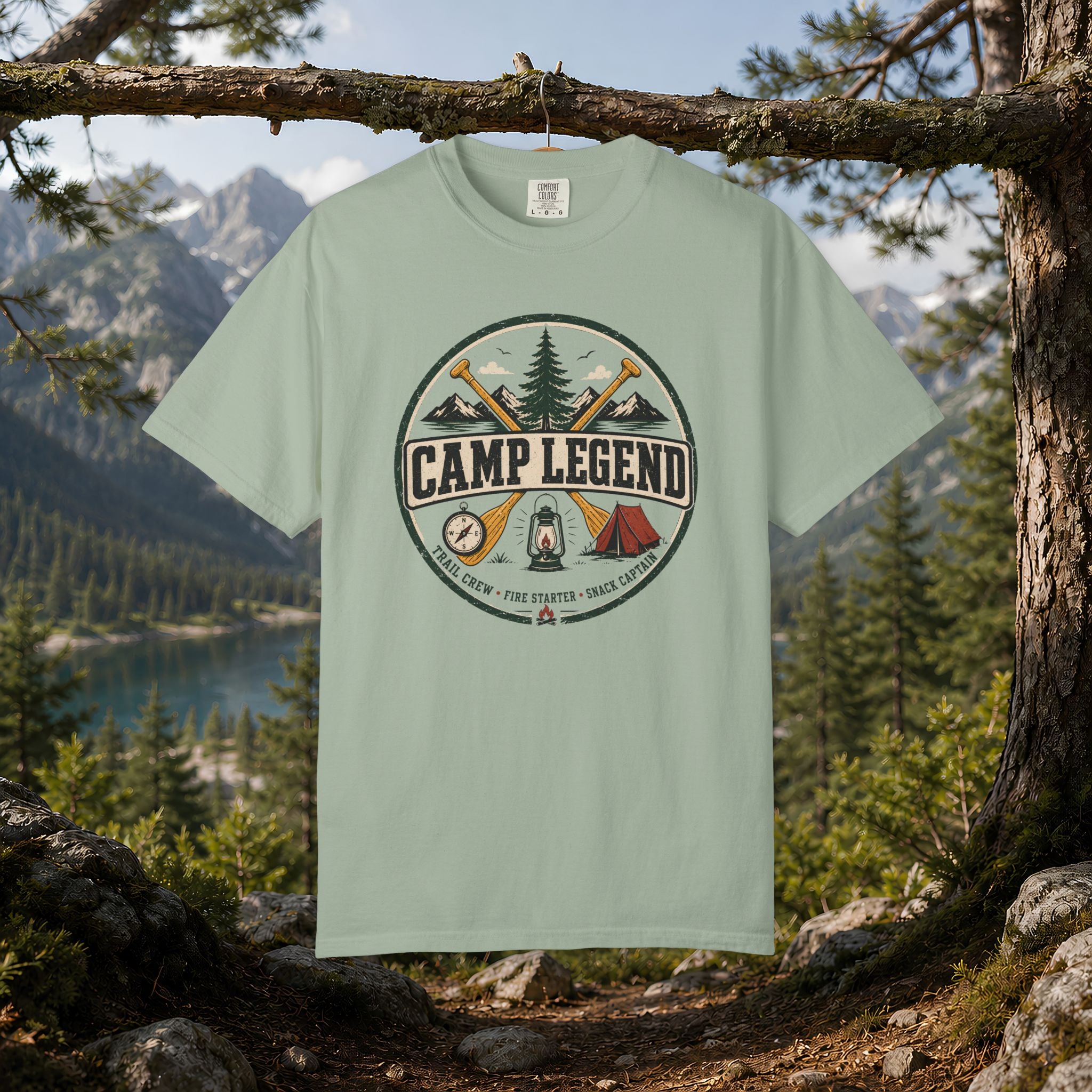 Camp Legend T-Shirt — Vintage Camping Badge Tee