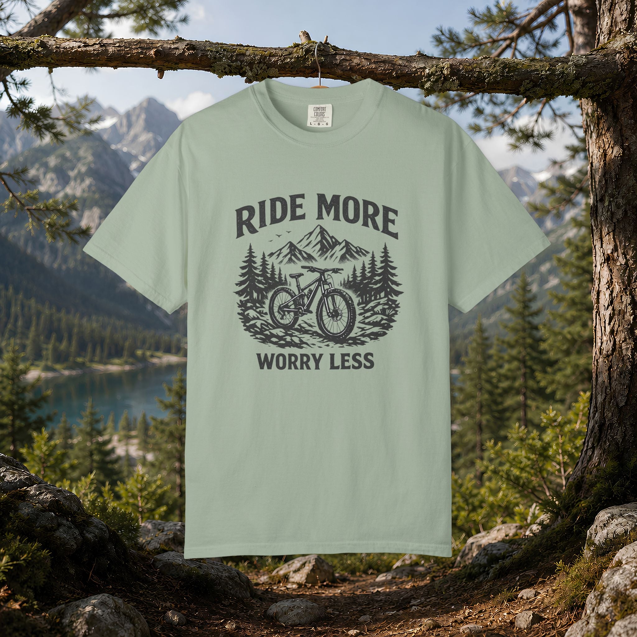 Ride More Worry Less T-Shirt — Mountain Bike Adventure Tee
