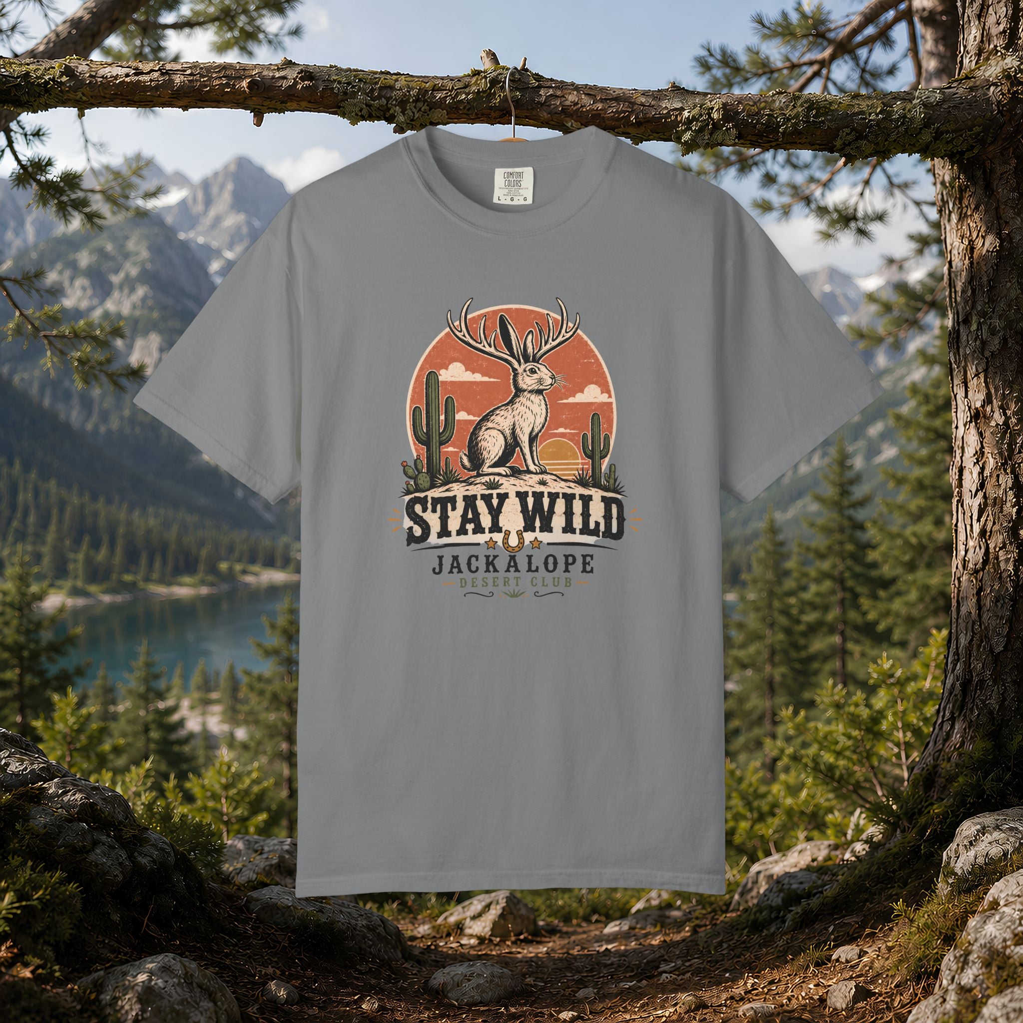 Stay Wild Jackalope T-Shirt — Vintage Desert Adventure Tee