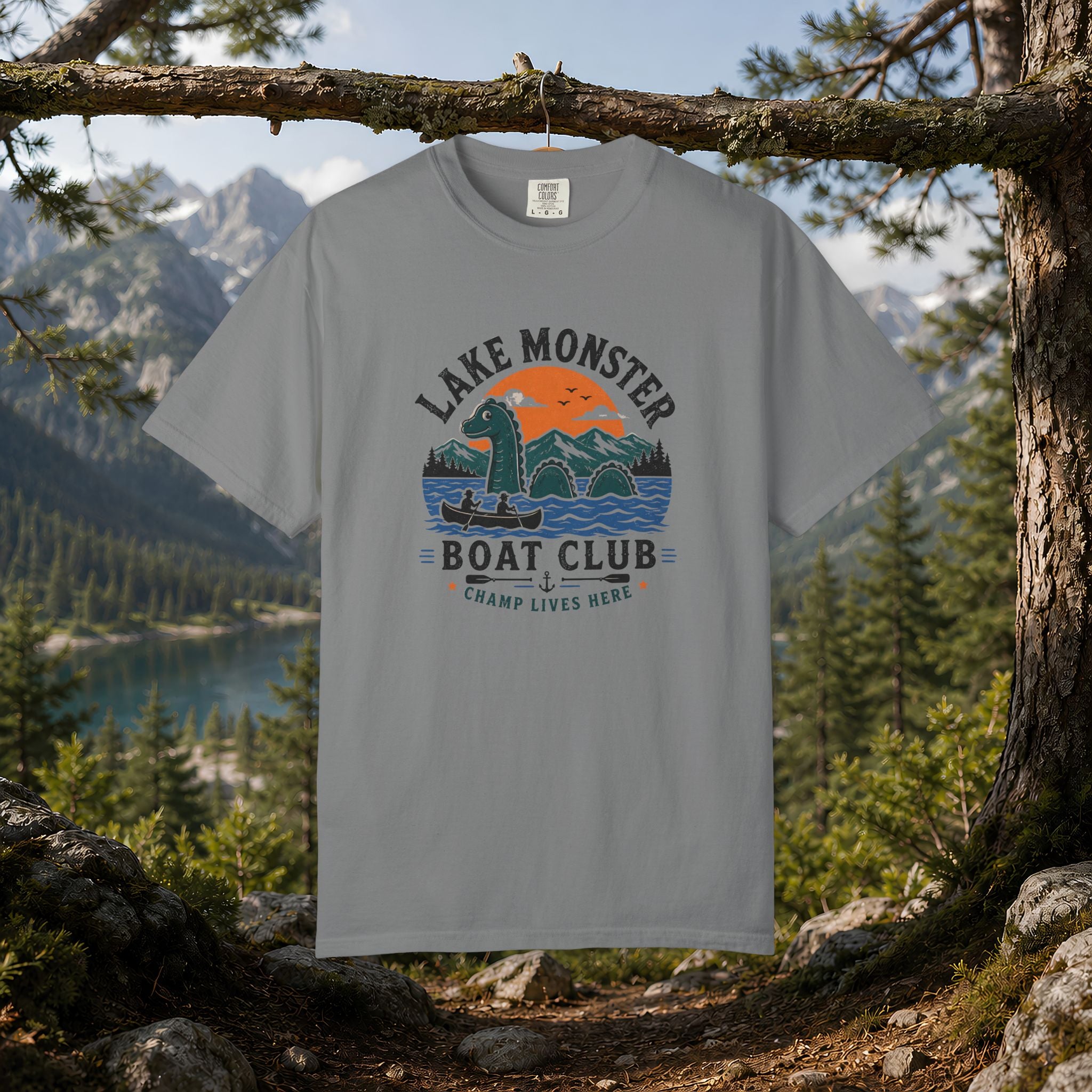 Champ Lake Monster Boat Club T-Shirt — Retro Nautical Crew Tee