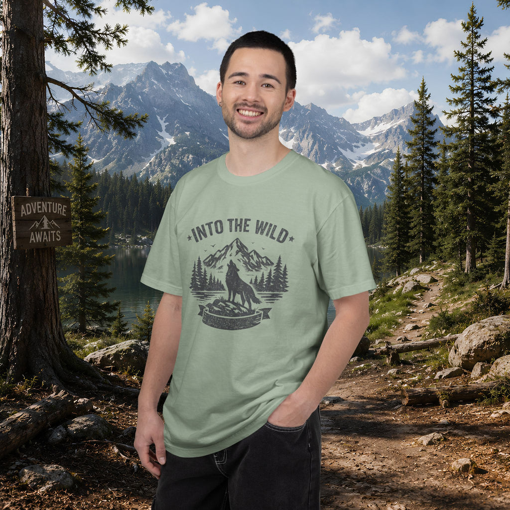 Into the Wild Wolf T-Shirt — Mountain Camping Adventure Tee