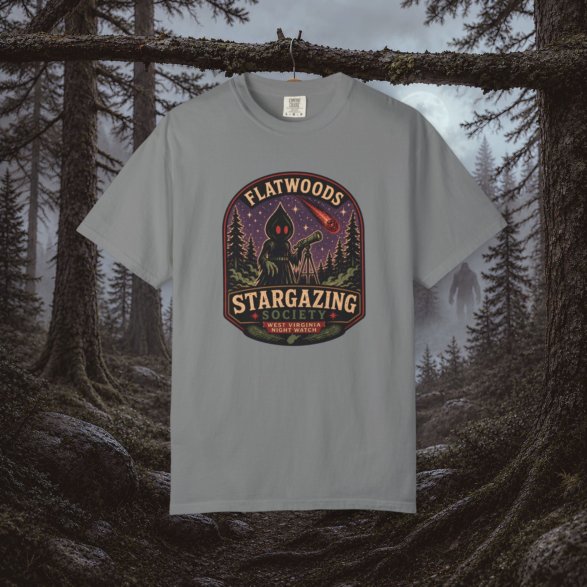Flatwoods Stargazing Society T‑Shirt — Night Sky Adventure Tee