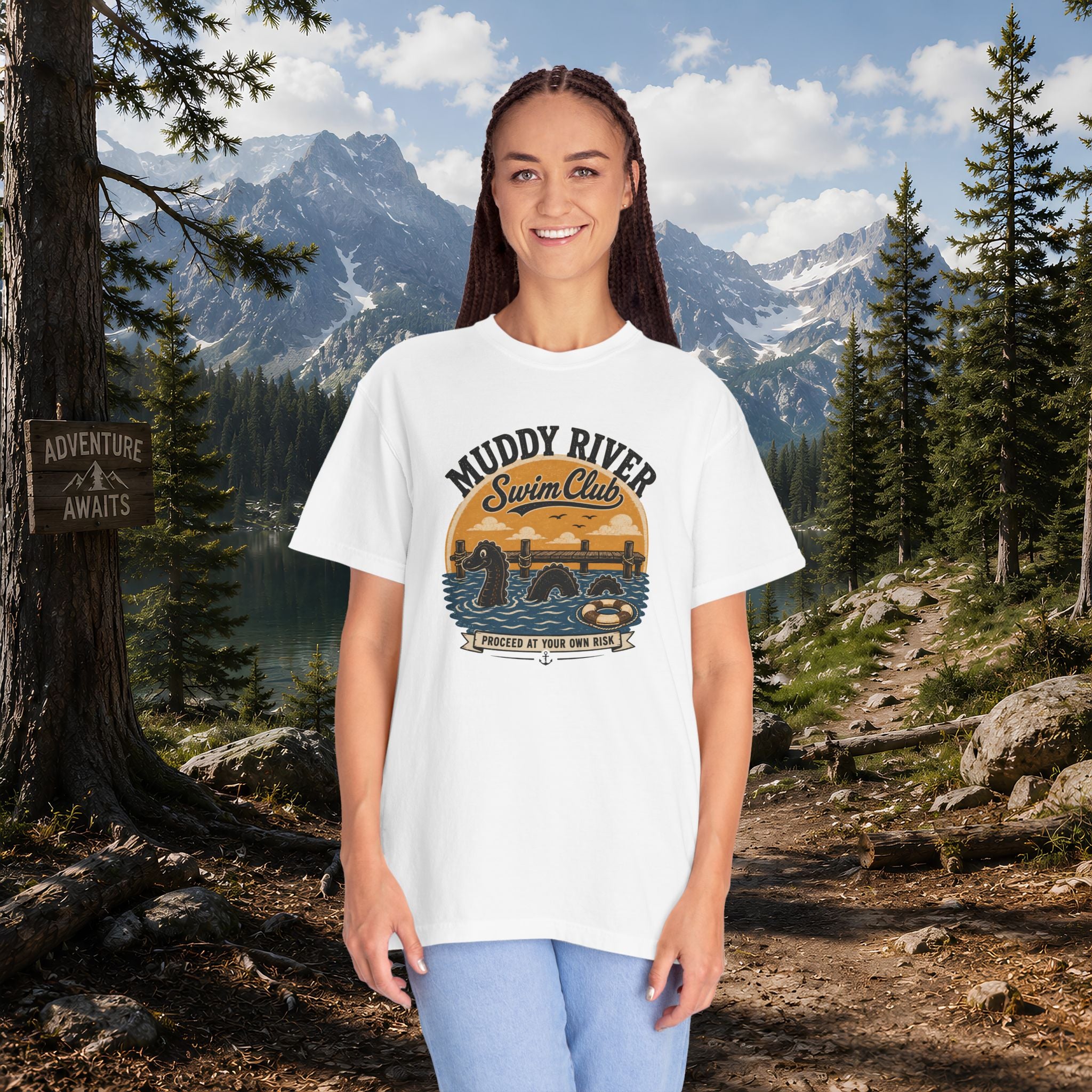 Monongy Swim Club Vintage T-Shirt — Retro Cryptid River Graphic