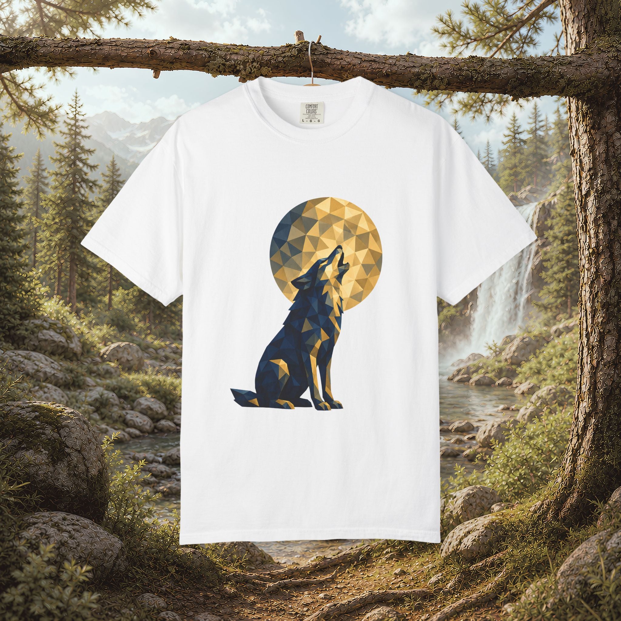 Geometric Howling Wolf T-Shirt | Moon Silhouette