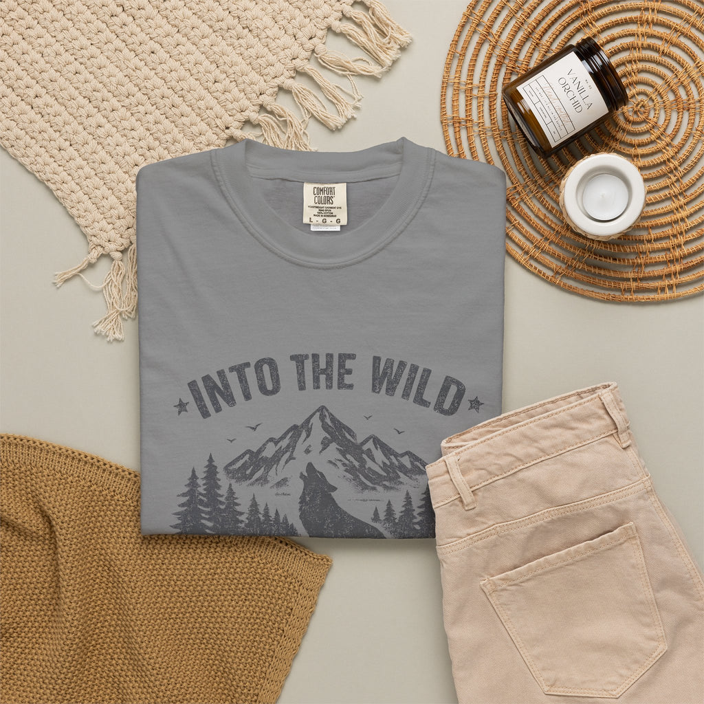 Into the Wild Wolf T-Shirt — Mountain Camping Adventure Tee