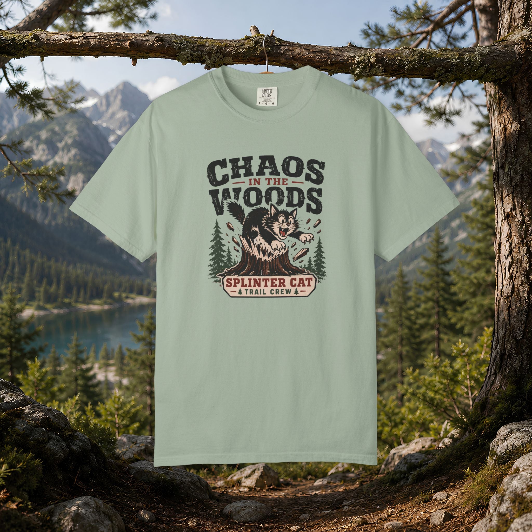 Splinter Cat 'Chaos in the Woods' Graphic Tee — Vintage Outdoor Trail Shirt
