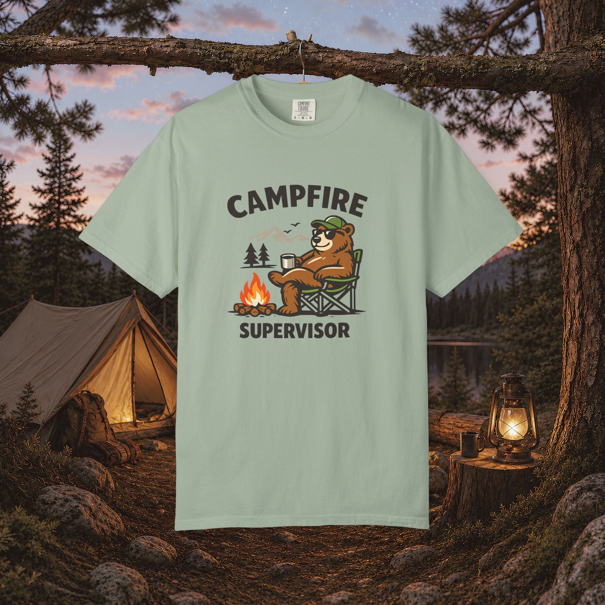 Campfire Supervisor T-Shirt — Funny Bear Camping Tee