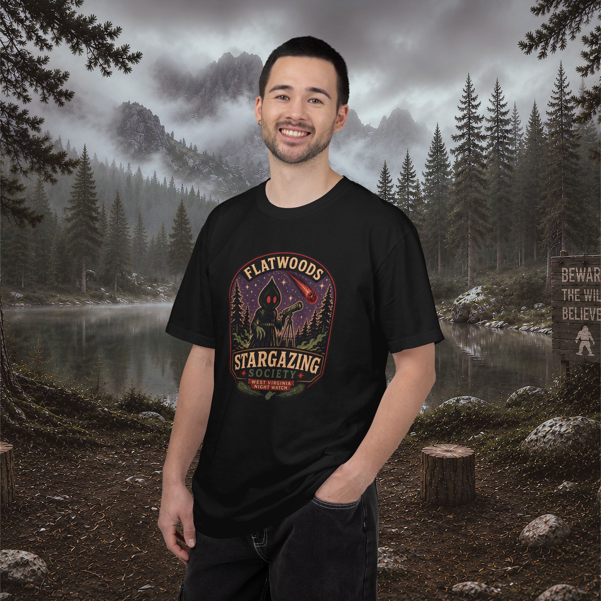 Flatwoods Stargazing Society T‑Shirt — Night Sky Adventure Tee