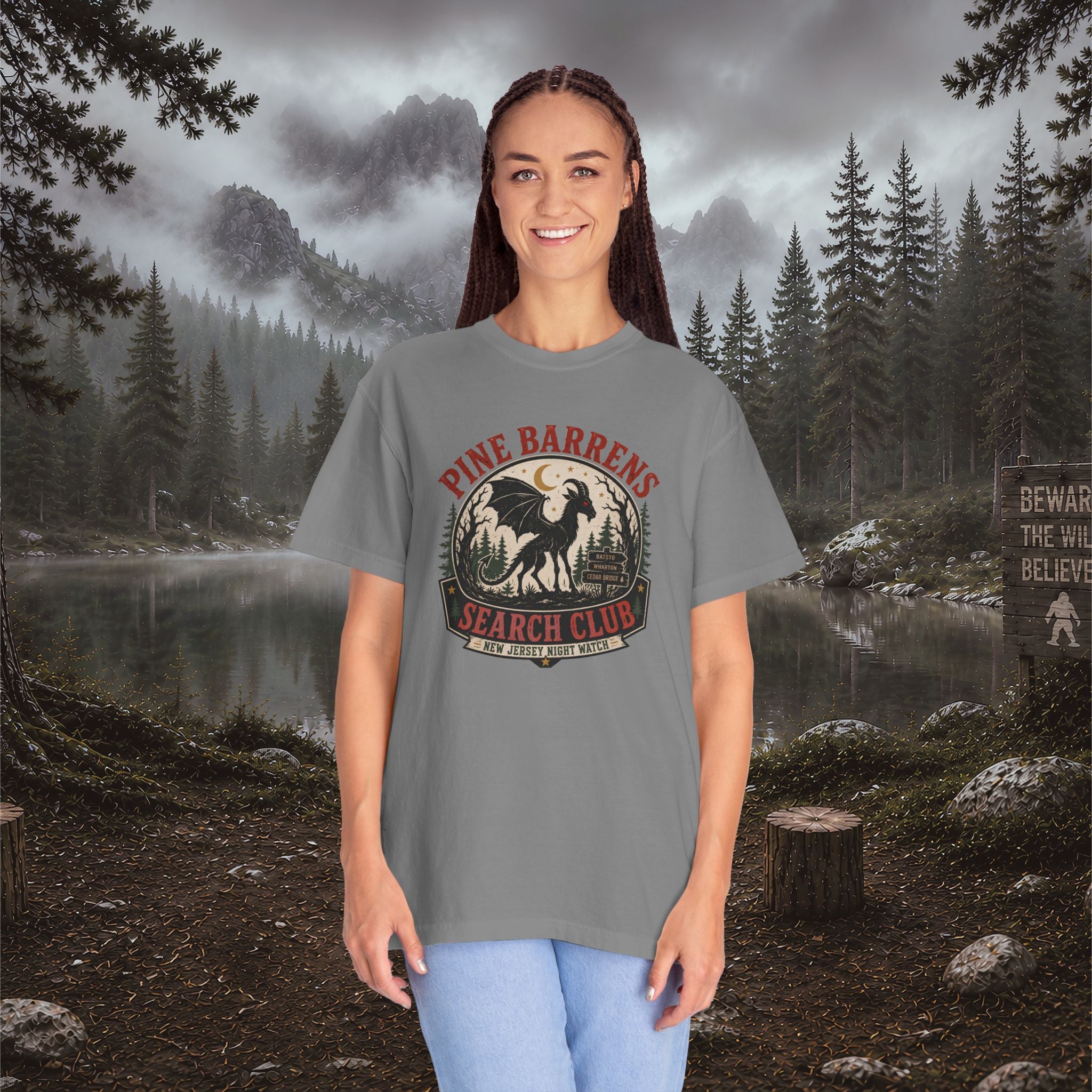 Jersey Devil Pine Barrens Search Club T-Shirt — Vintage Cryptid Graphic Tee