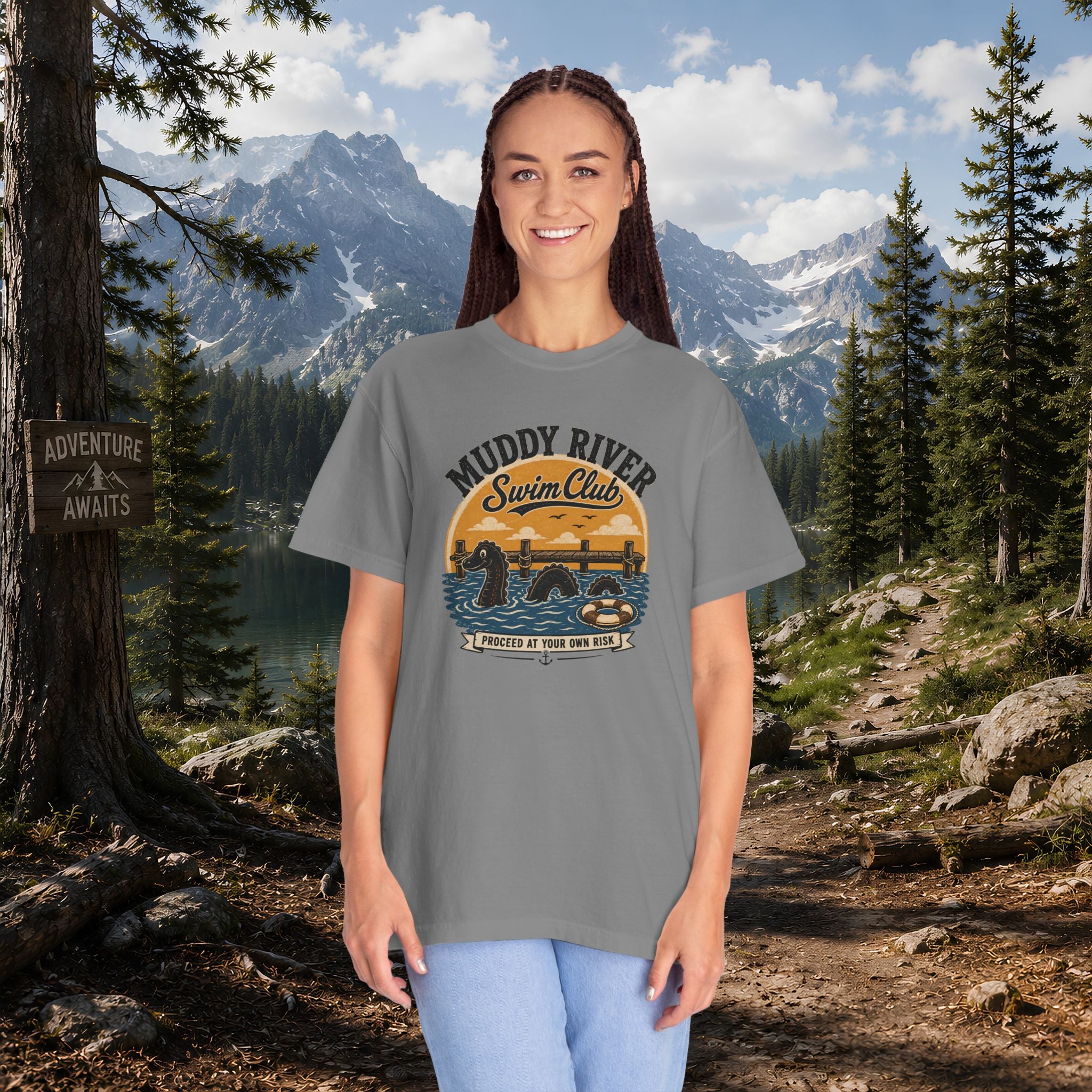 Monongy Swim Club Vintage T-Shirt — Retro Cryptid River Graphic