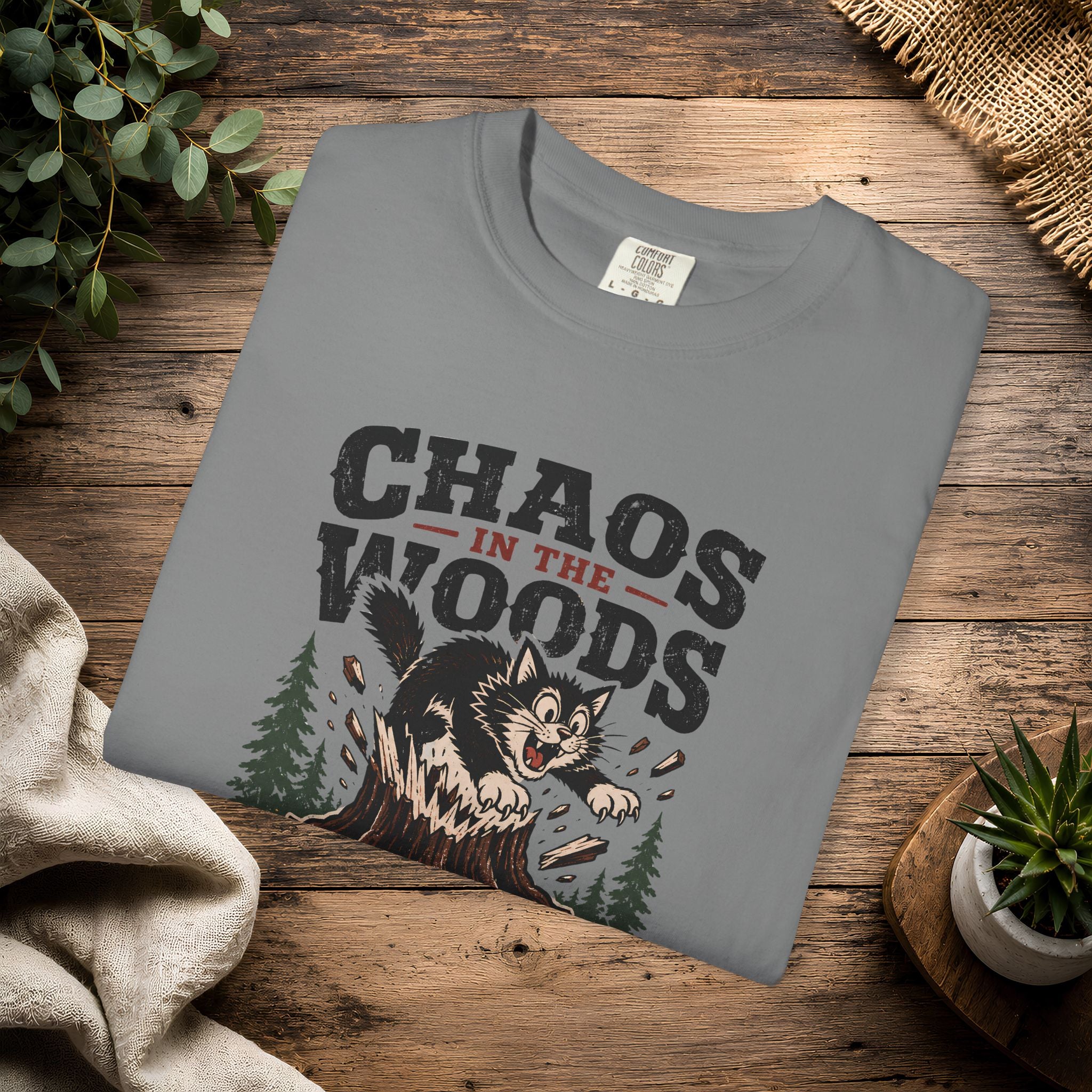 Splinter Cat 'Chaos in the Woods' Graphic Tee — Vintage Outdoor Trail Shirt