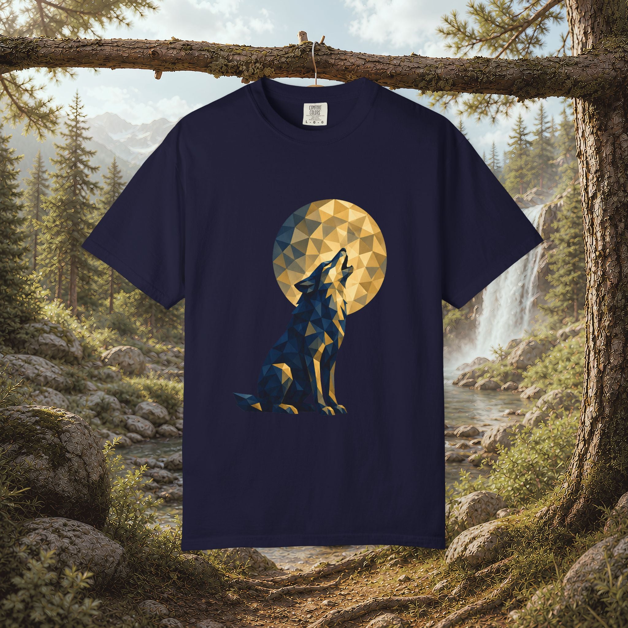 Geometric Howling Wolf T-Shirt | Moon Silhouette