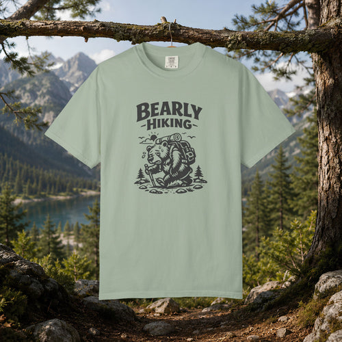 Bearly Hiking T-Shirt — Funny Bear Backpacking Graphic Tee for Hikers & Outdoor Lovers