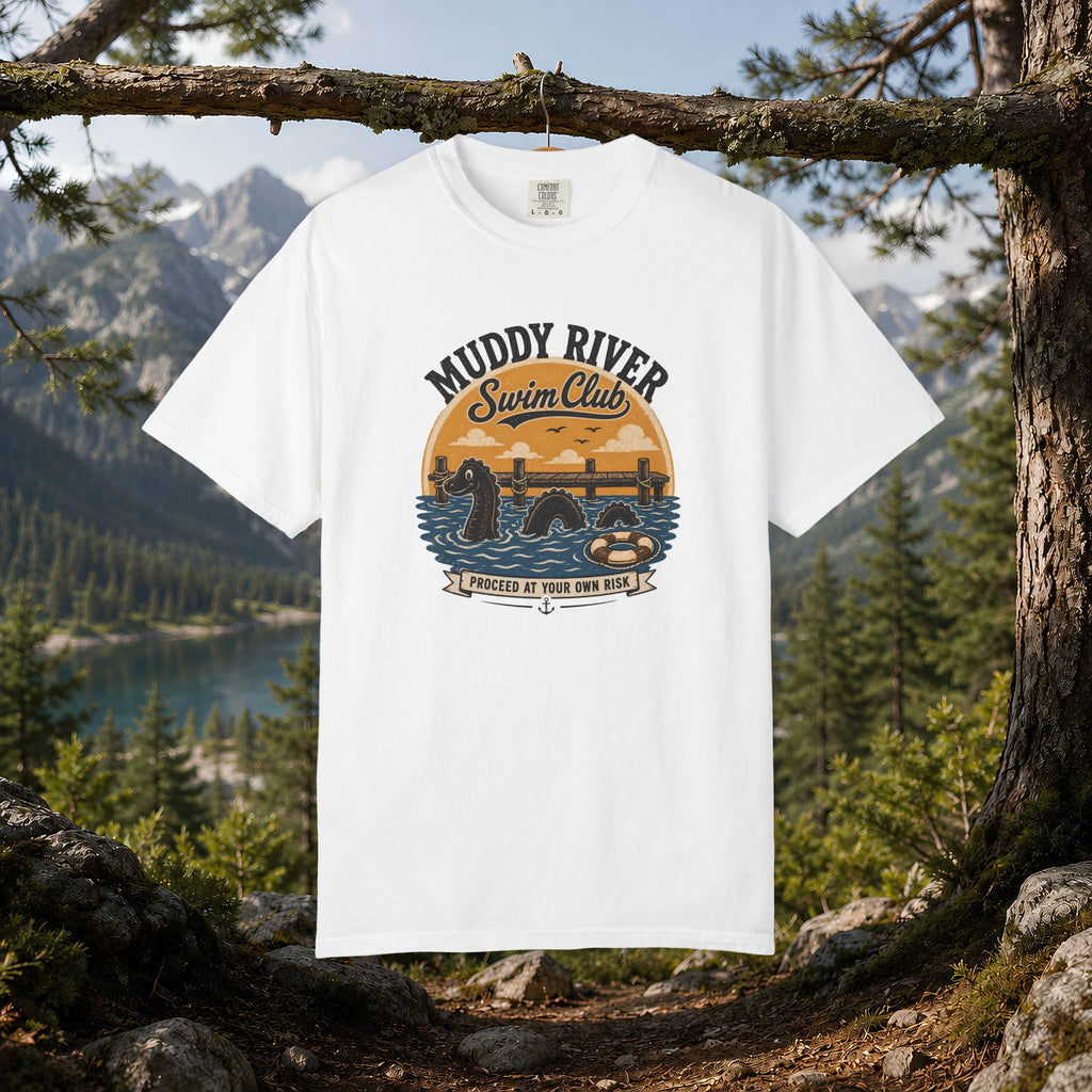 Monongy Swim Club Vintage T-Shirt — Retro Cryptid River Graphic