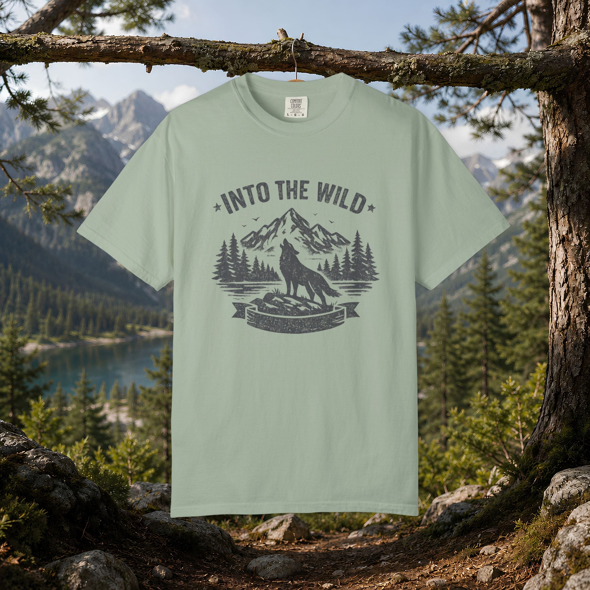 Into the Wild Wolf T-Shirt — Mountain Camping Adventure Tee