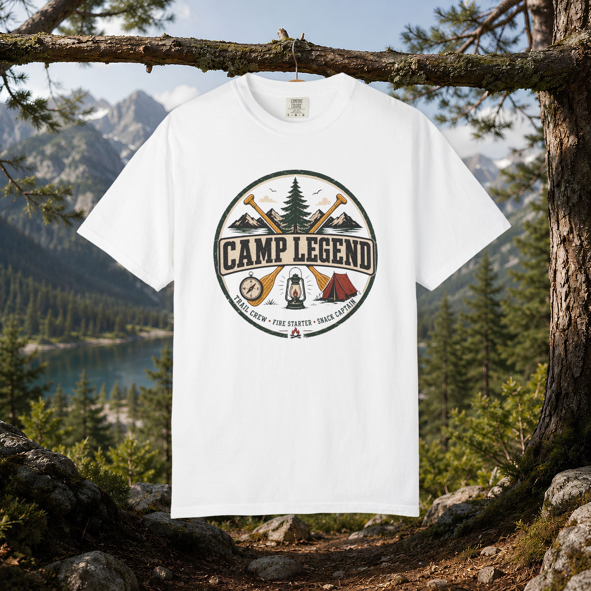 Camp Legend T-Shirt — Vintage Camping Badge Tee