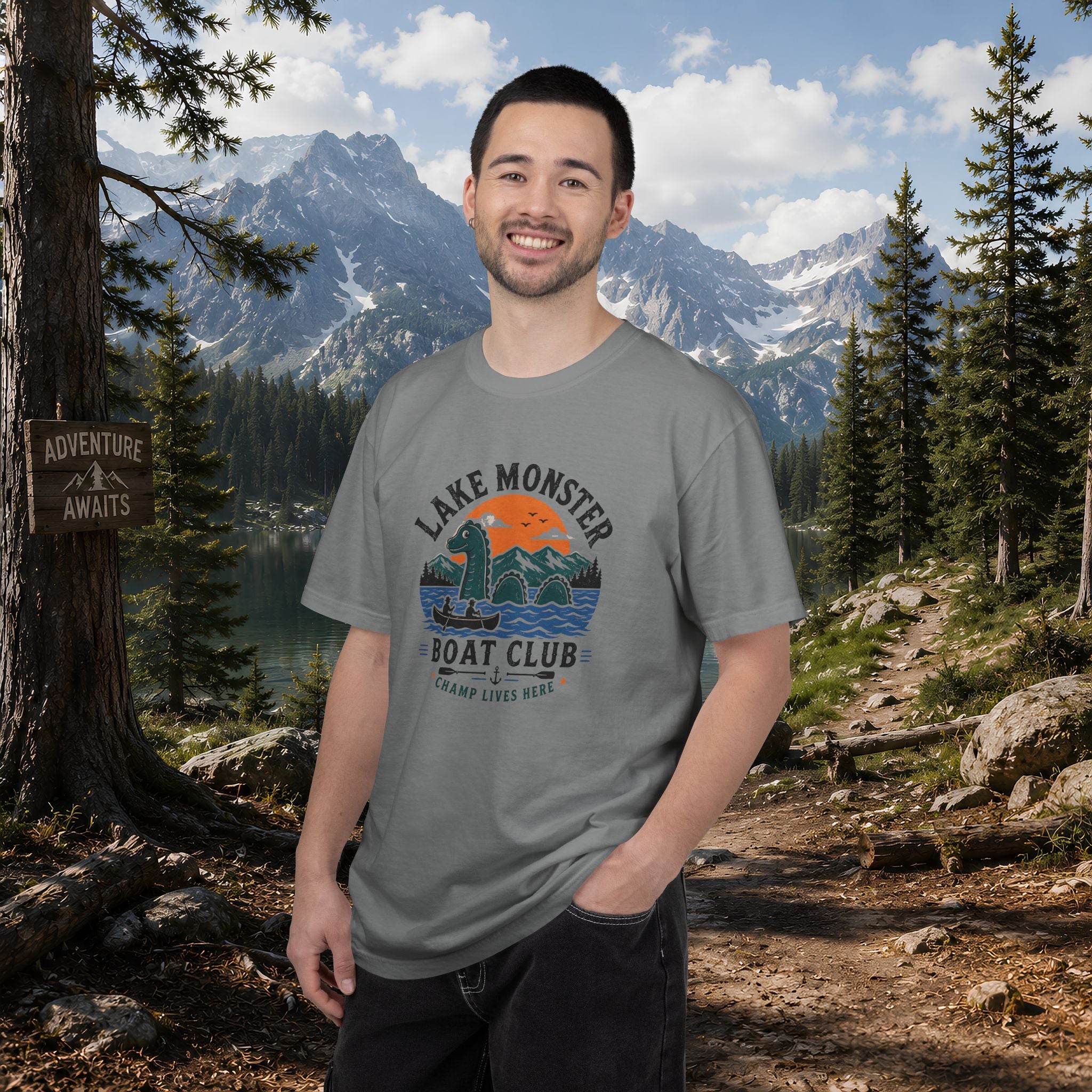 Champ Lake Monster Boat Club T-Shirt — Retro Nautical Crew Tee