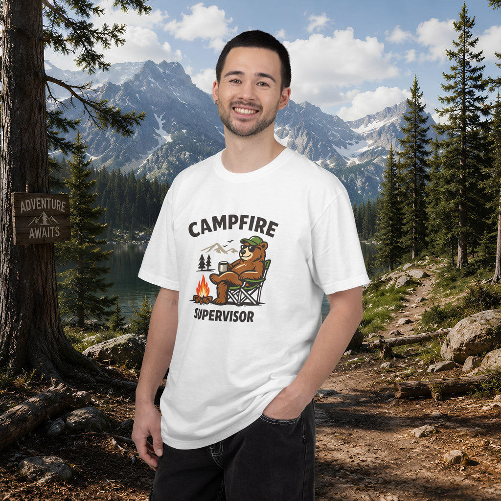 Campfire Supervisor T-Shirt — Funny Bear Camping Tee
