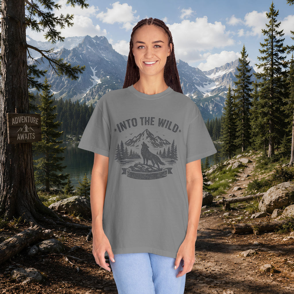 Into the Wild Wolf T-Shirt — Mountain Camping Adventure Tee